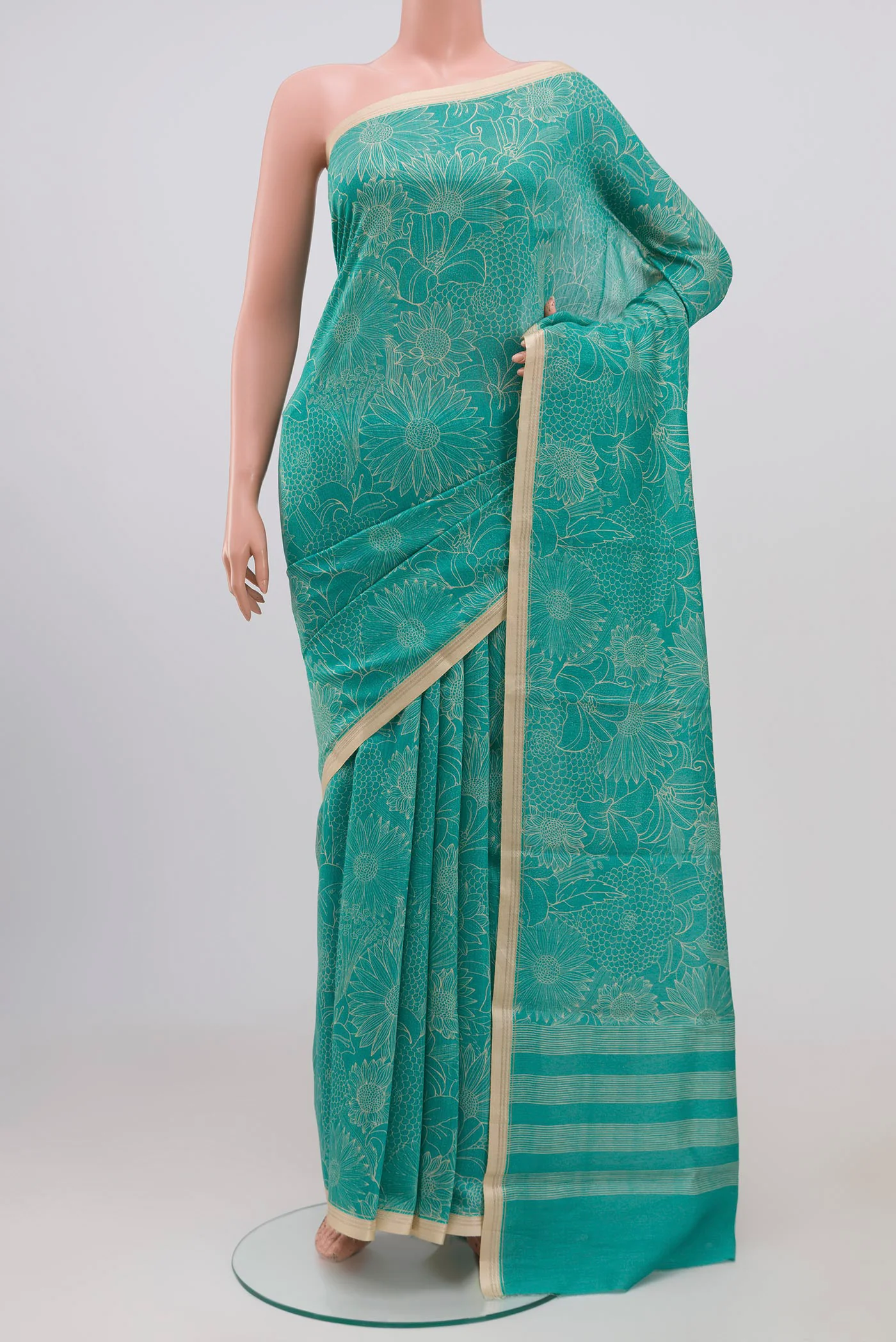 Sky Blue Tussar Silk Saree