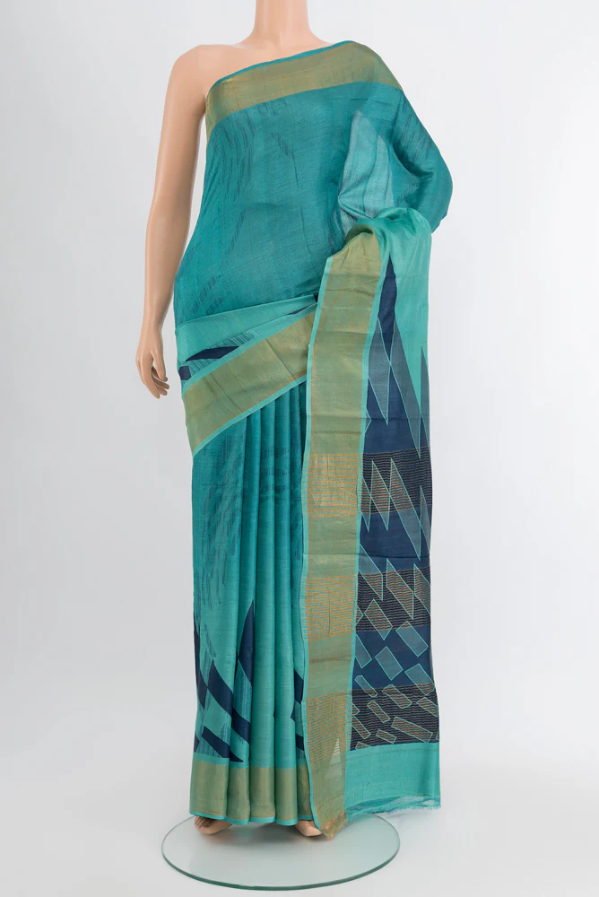 Sky Blue Tussar Silk Saree