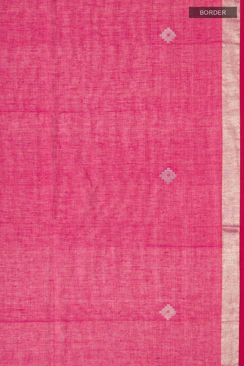 Suchitra-Dark Pink Bengal Cotton Saree - Image 9
