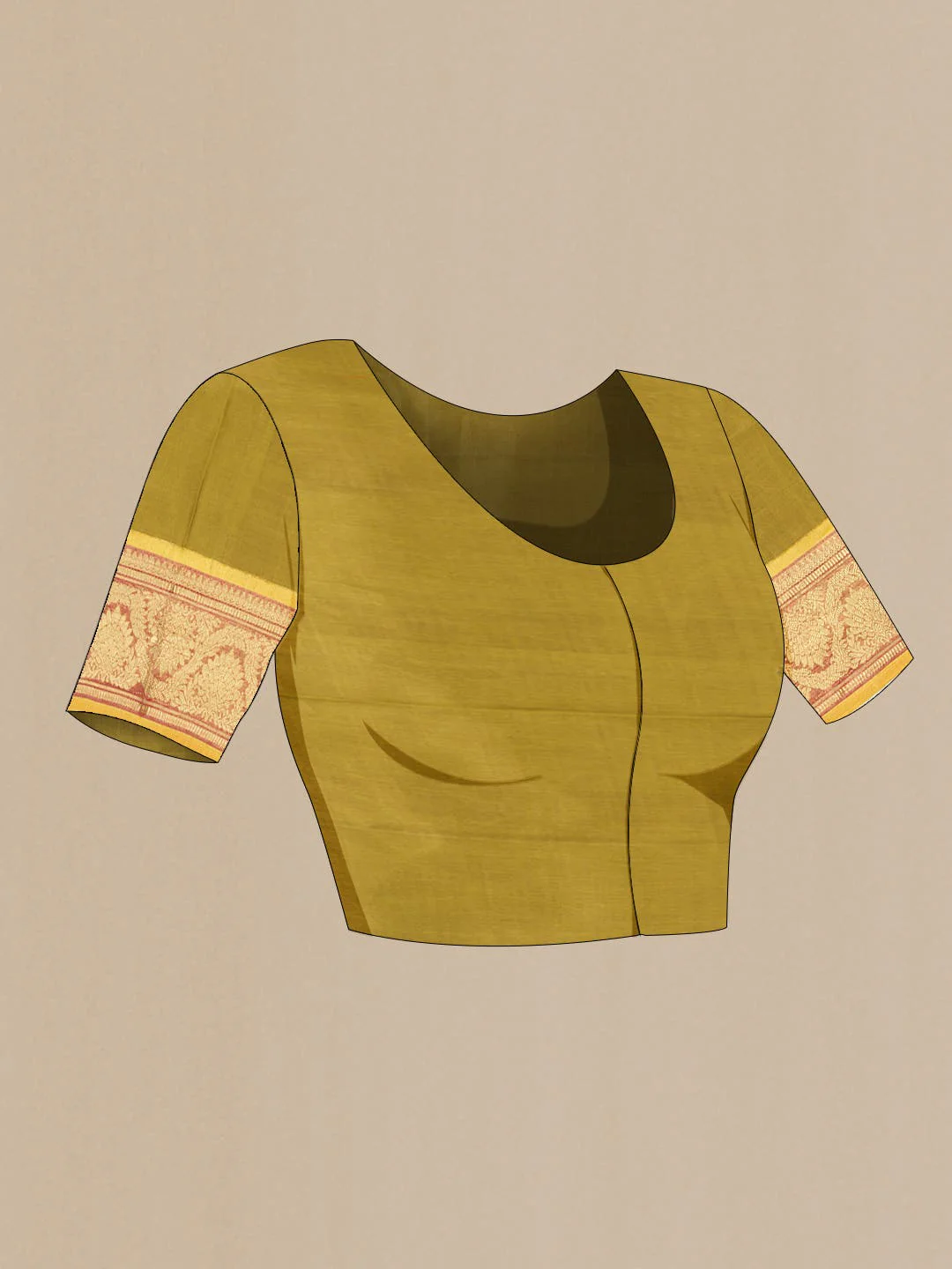 Suvarna-Pure Silk Pure Gold Zari Olive Green Kanchipuram Saree - Image 10
