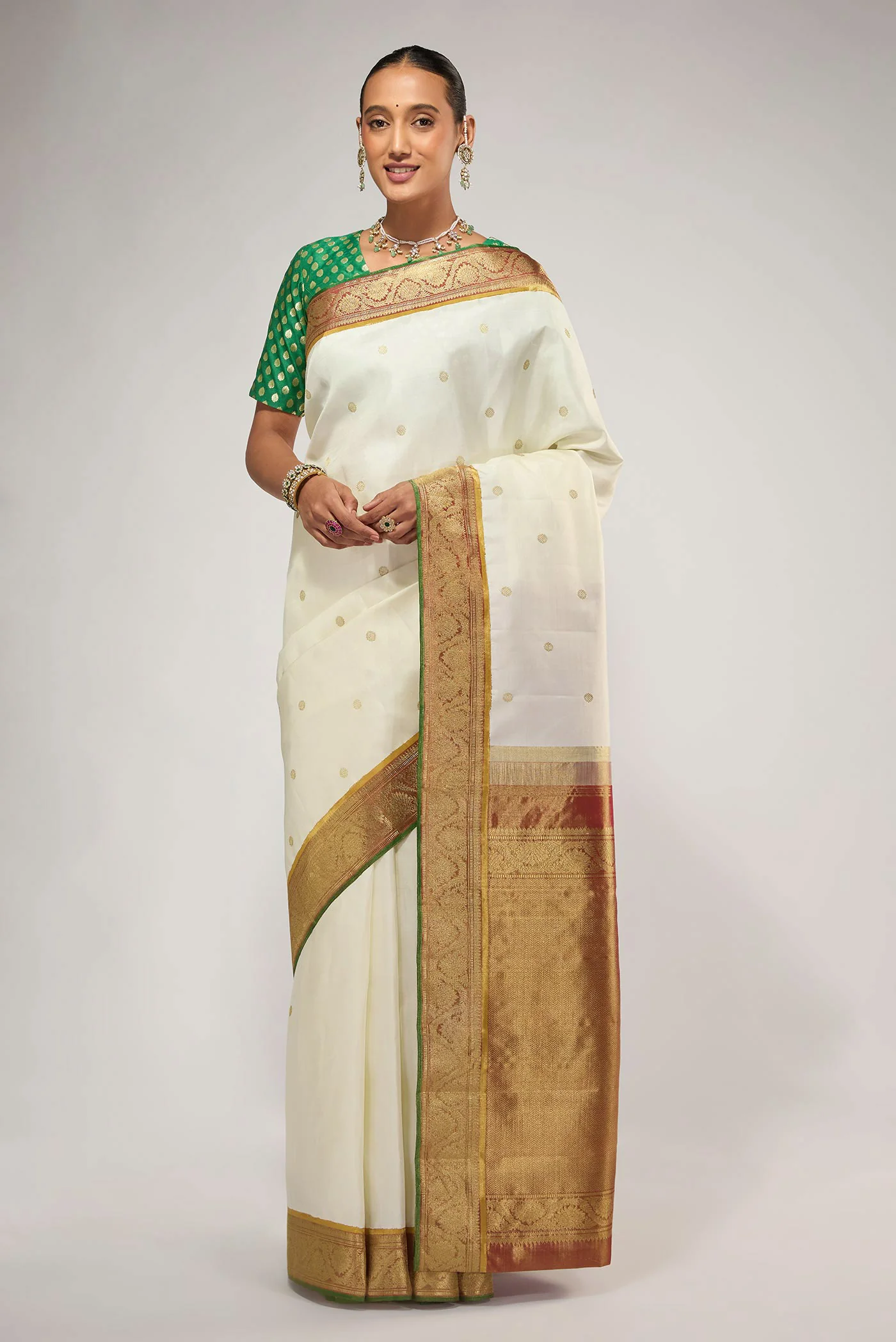 Suvarna- Pure Silk Pure Zari Off White Kanchipuram Saree - Image 2