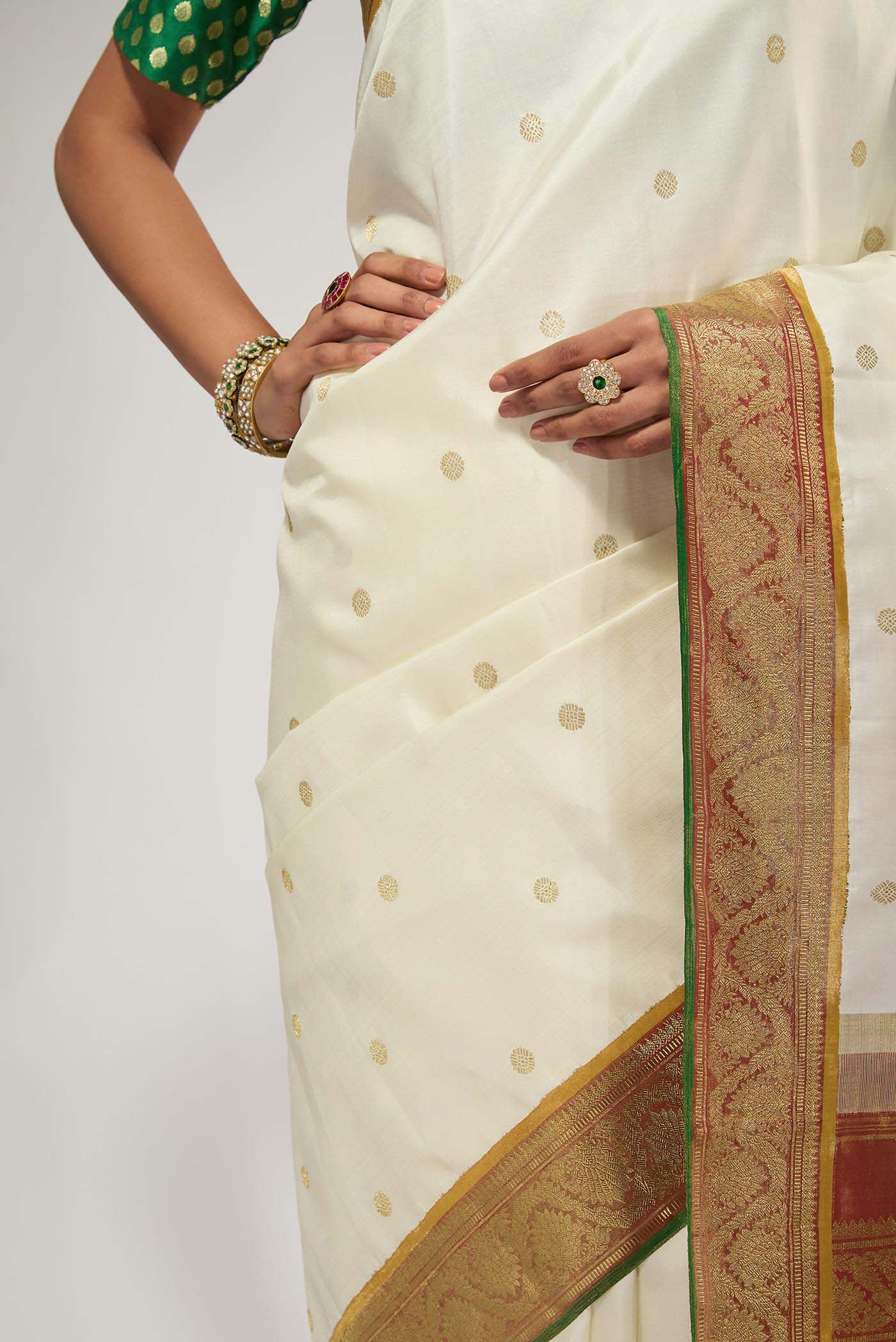 Suvarna- Pure Silk Pure Zari Off White Kanchipuram Saree - Image 3