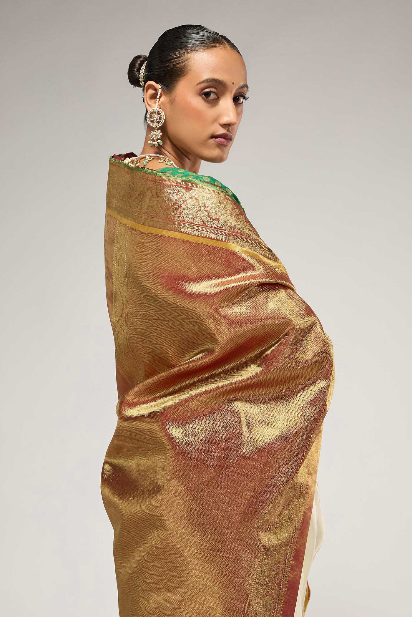 Suvarna- Pure Silk Pure Zari Off White Kanchipuram Saree - Image 7