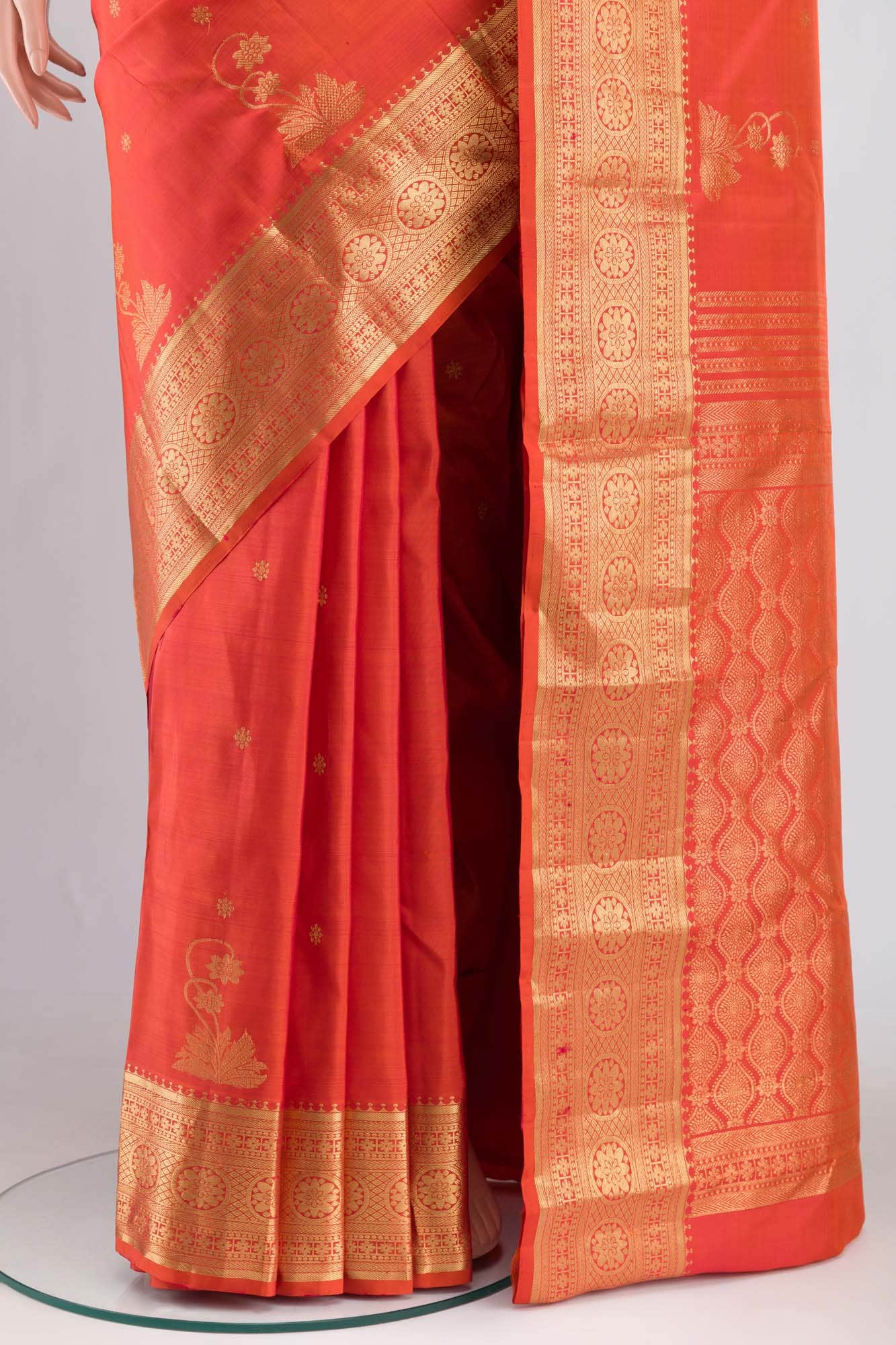Tarangini-Orange Kanchipuram Silk Saree - Image 11