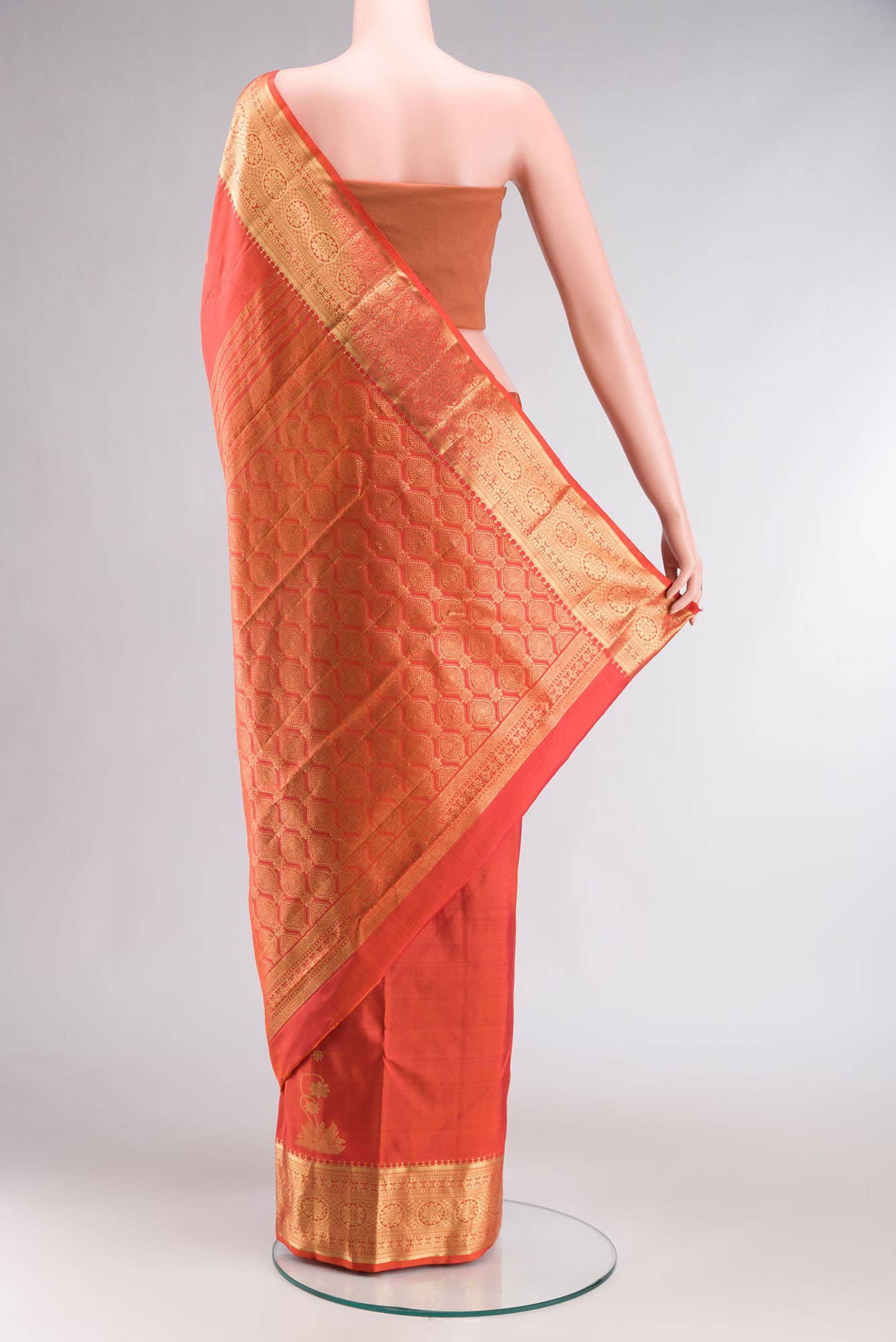 Tarangini-Orange Kanchipuram Silk Saree - Image 12