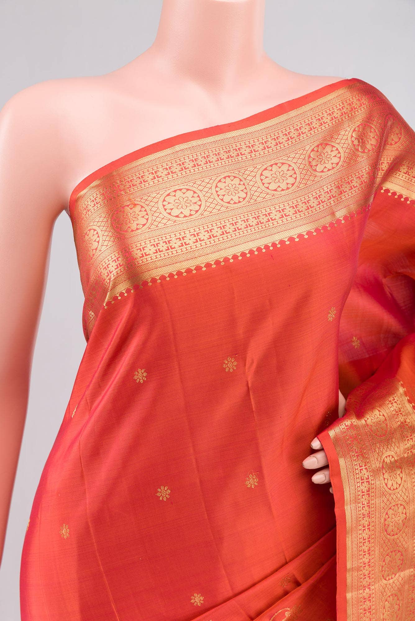 Tarangini-Orange Kanchipuram Silk Saree - Image 3
