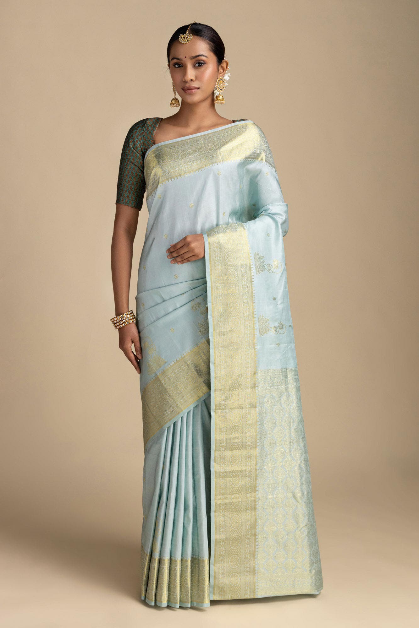 Tarangini-Pastel Blue Kanchipuram Silk Saree - Image 3