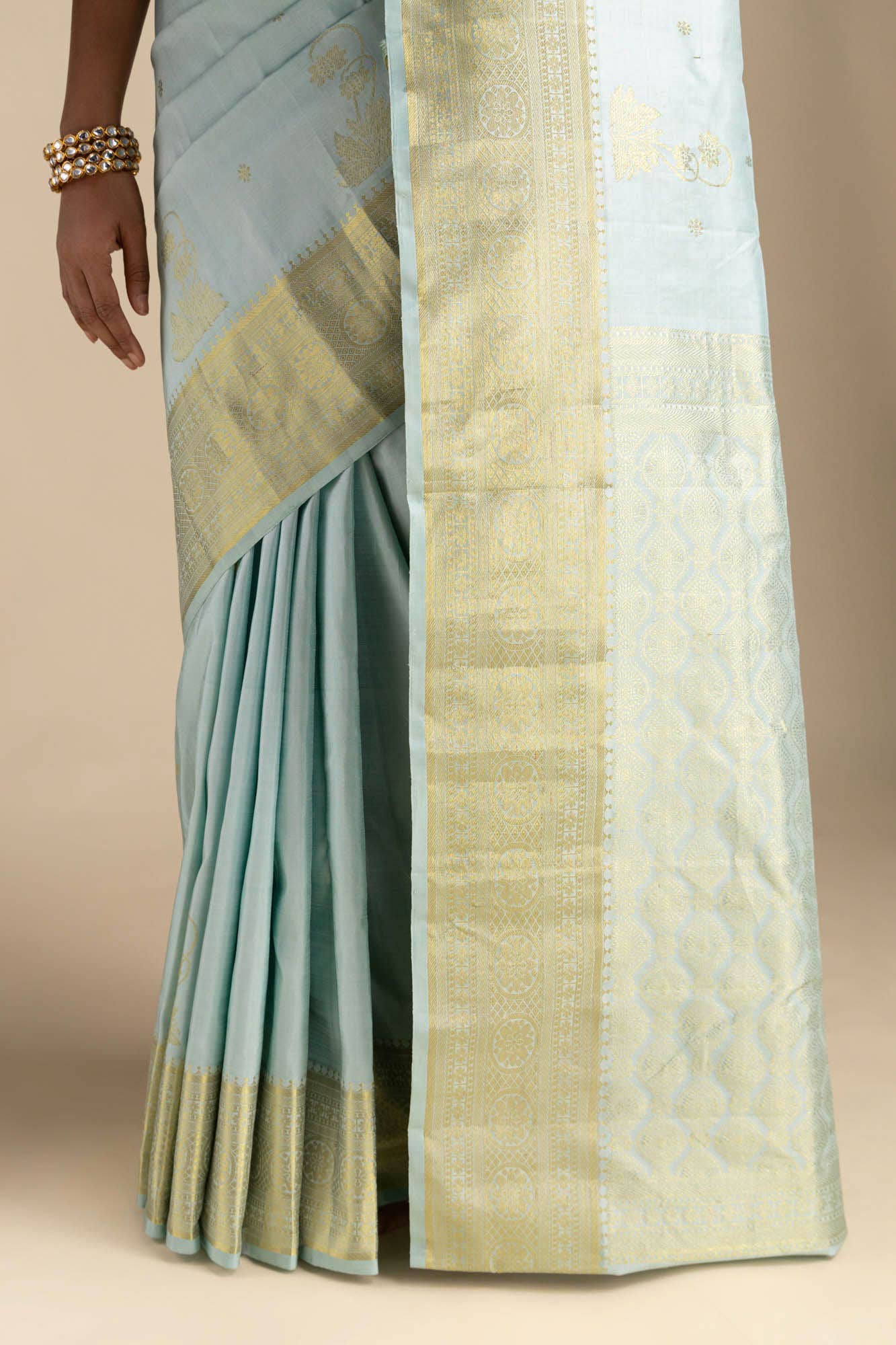 Tarangini-Pastel Blue Kanchipuram Silk Saree - Image 4