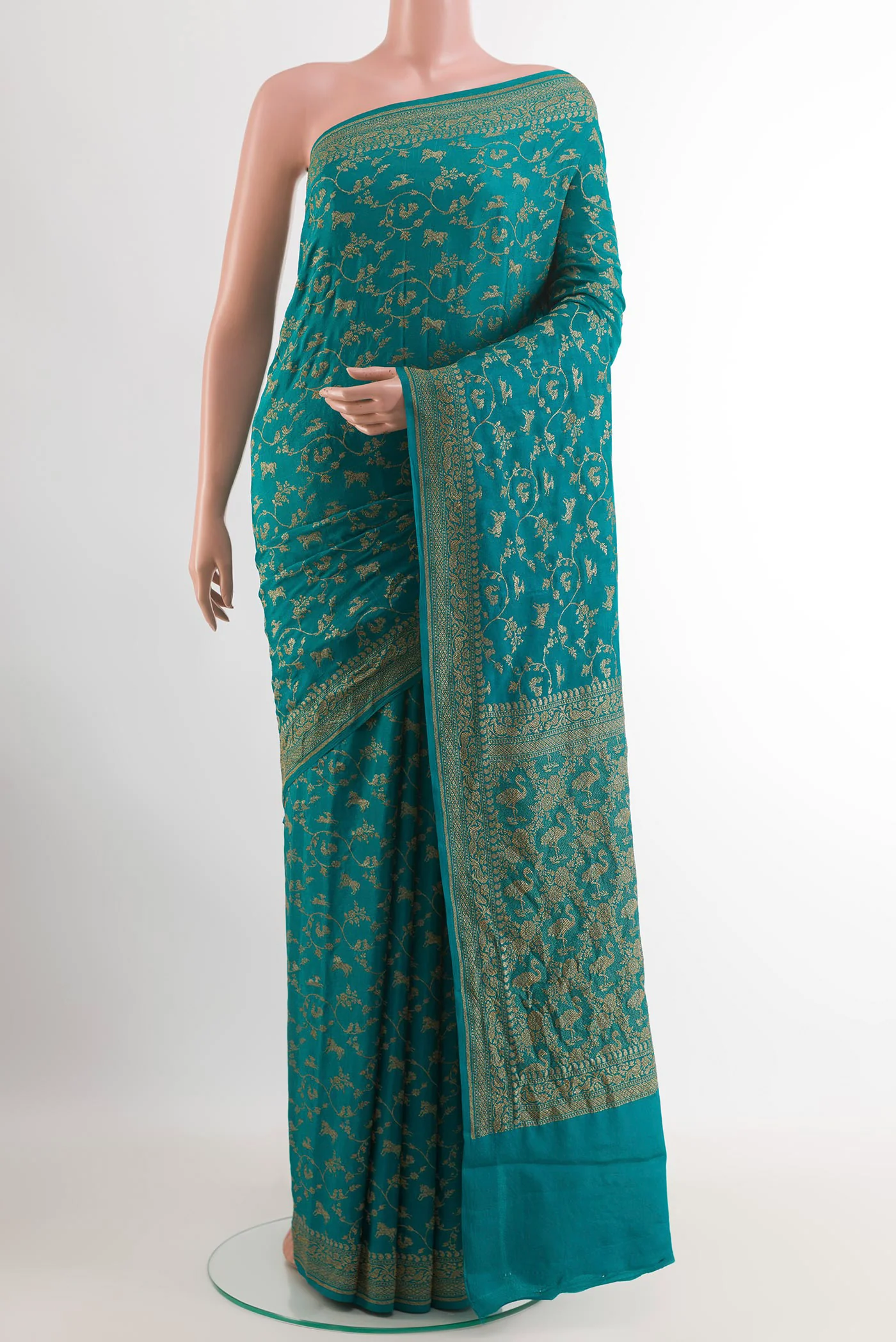 Teal Banarasi Georgette Saree