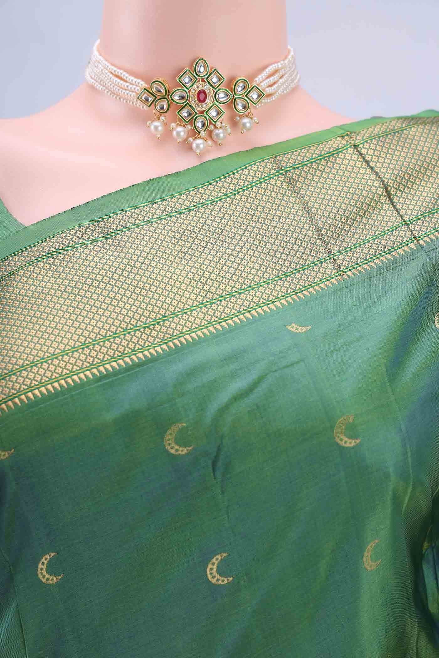 Teal Bangalore Silk Saree - Image 3