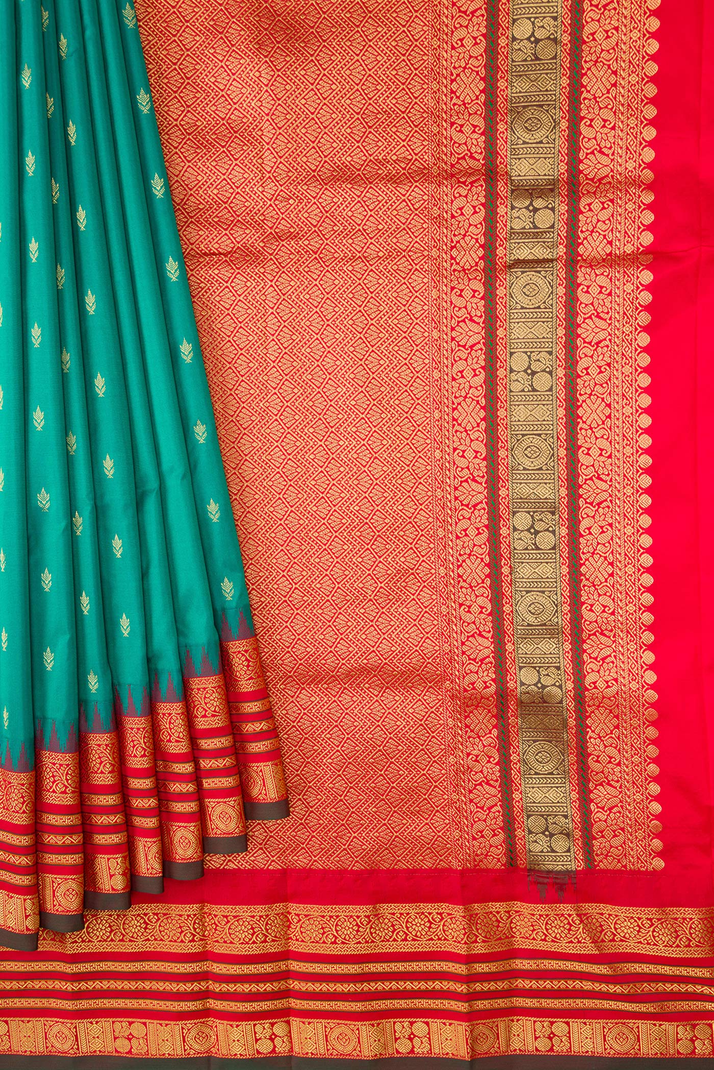Teal Bangalore Silk Saree - Image 4