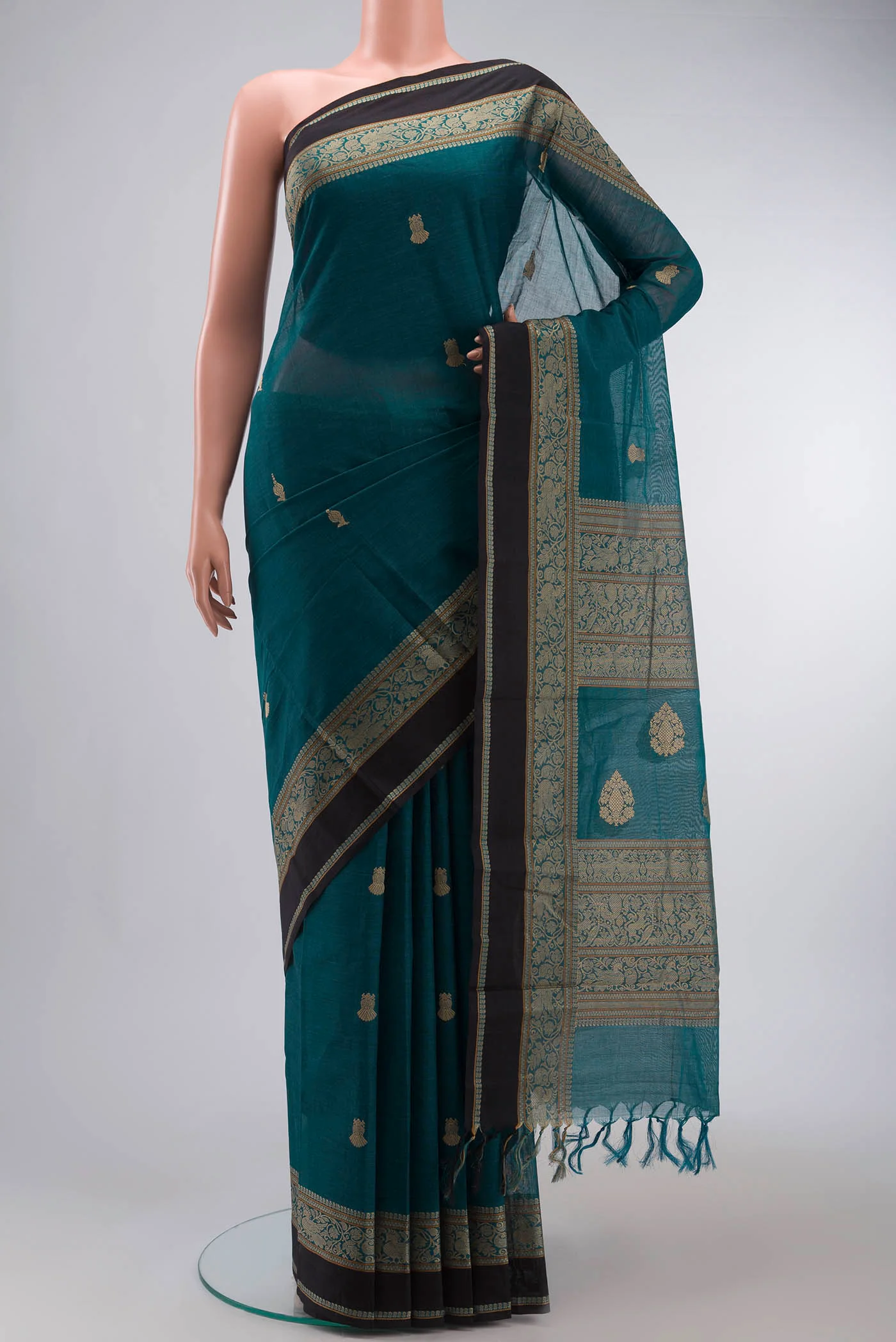 Teal Kanchi Cotton Saree