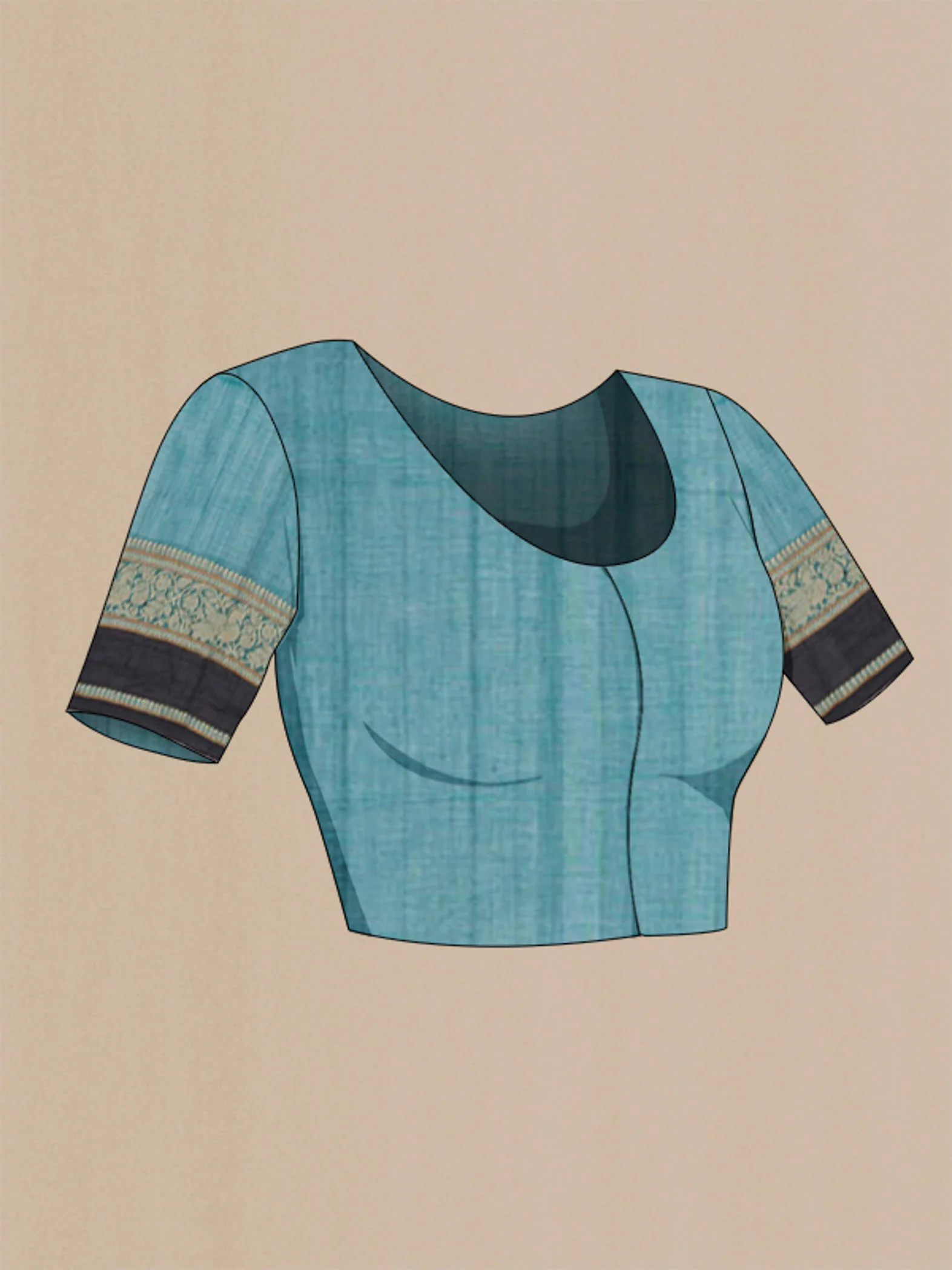 Teal Kanchi Cotton Saree - Image 2