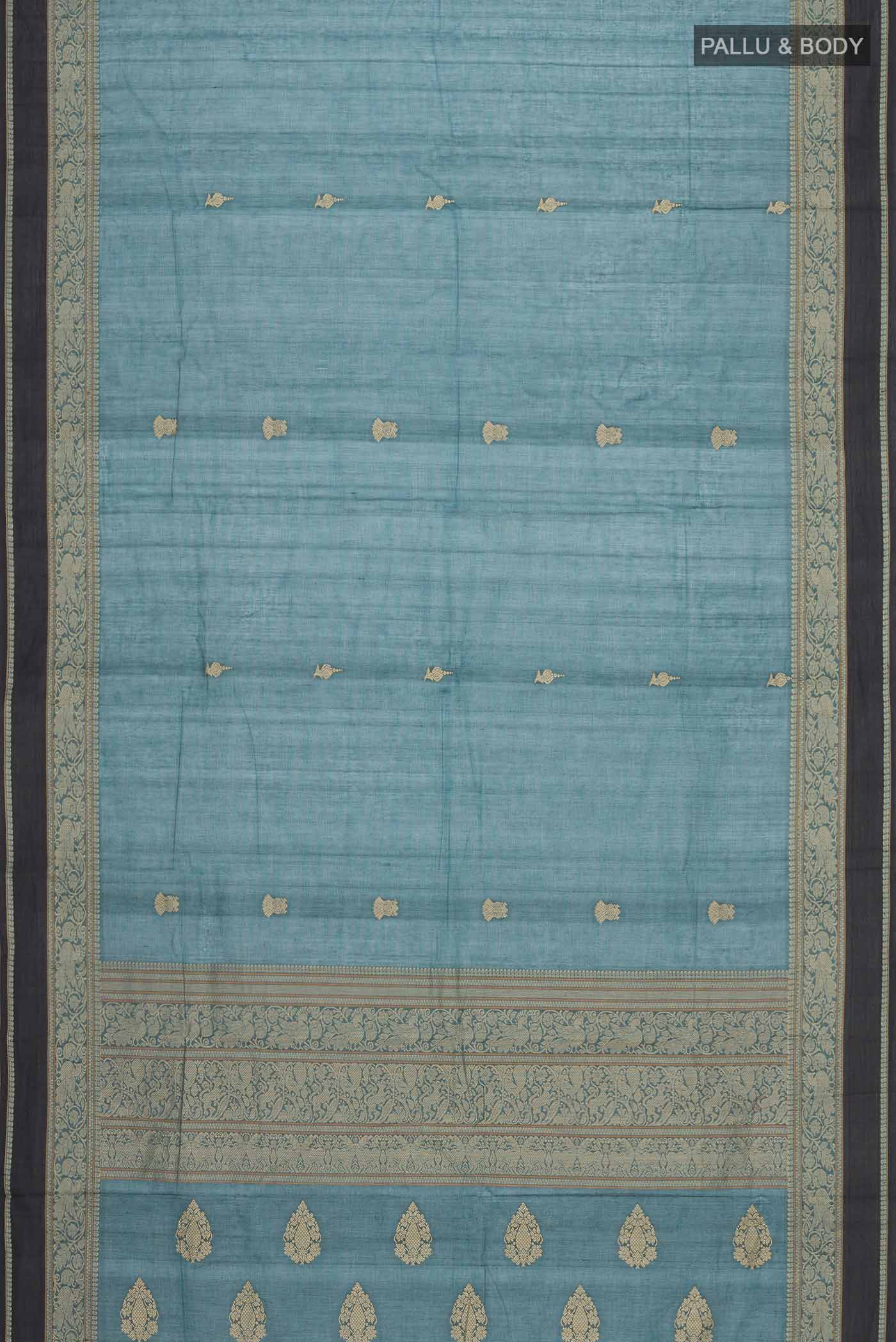 Teal Kanchi Cotton Saree - Image 3