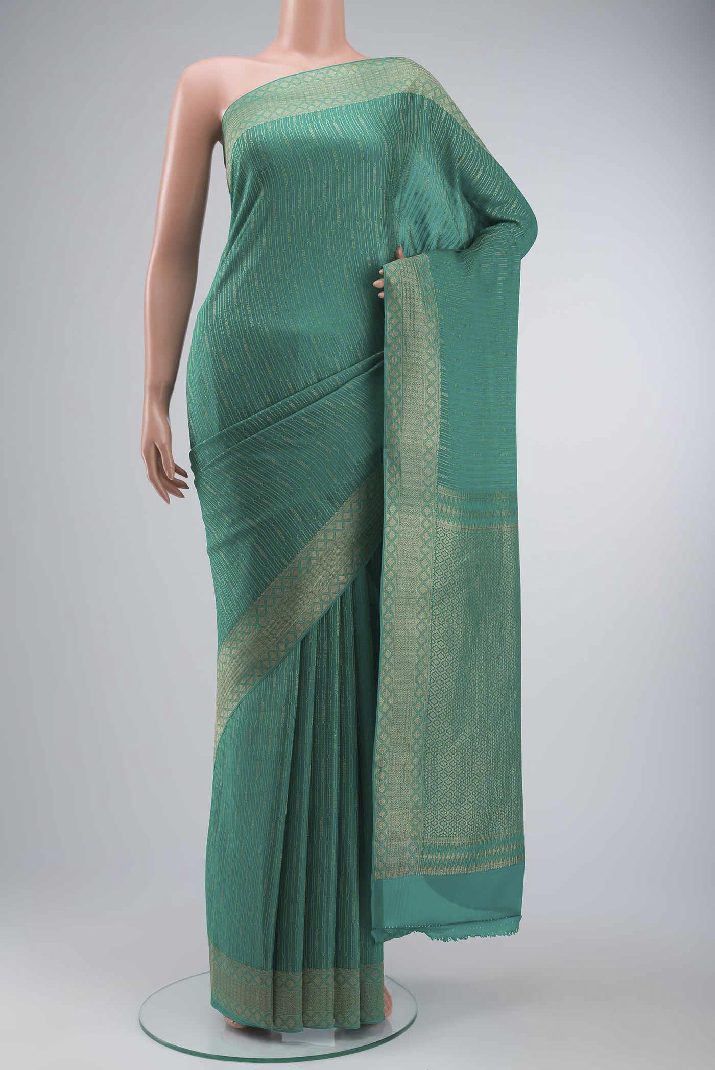 Teal Mysore Crepe Saree