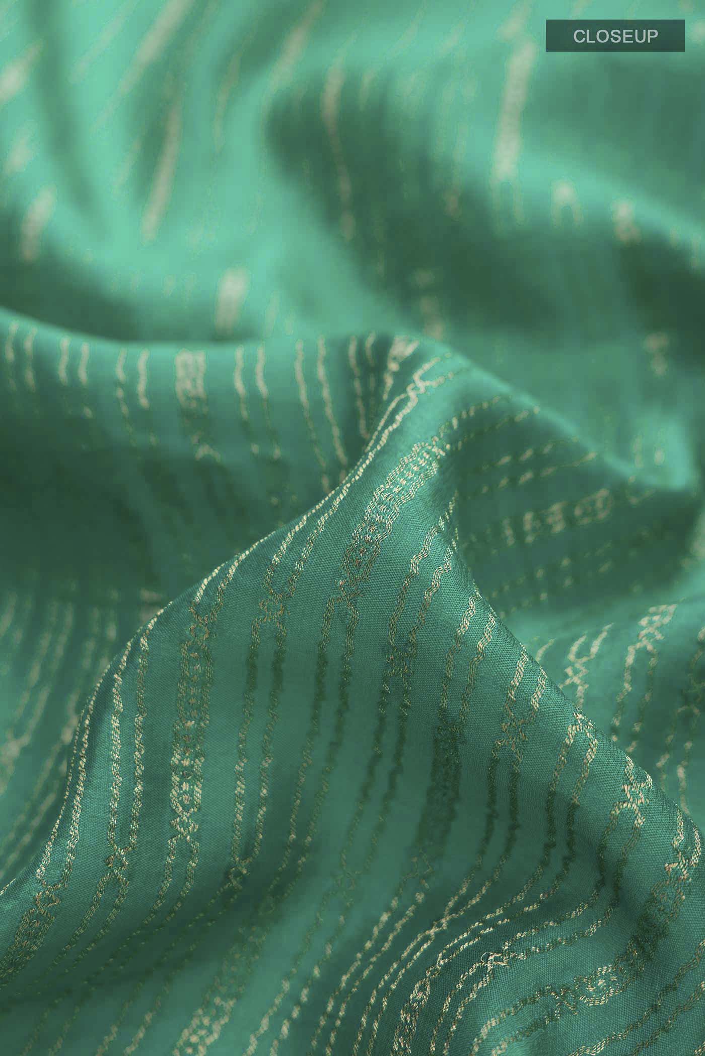 Teal Mysore Crepe Saree - Image 2