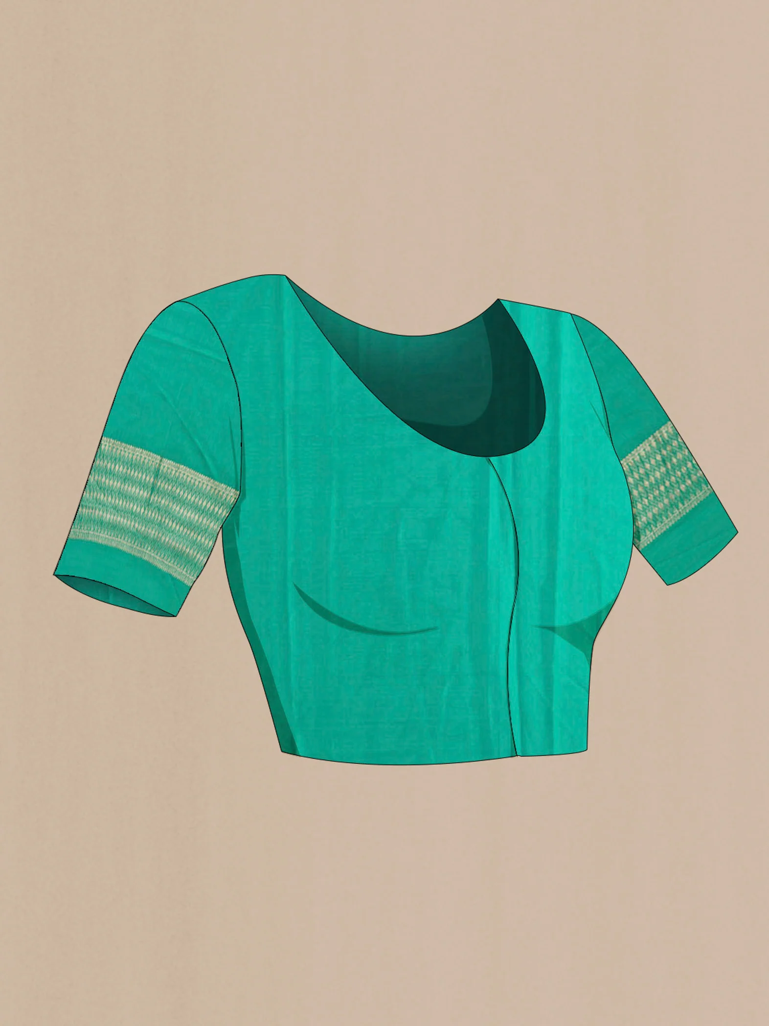 Teal Mysore Crepe Saree - Image 5
