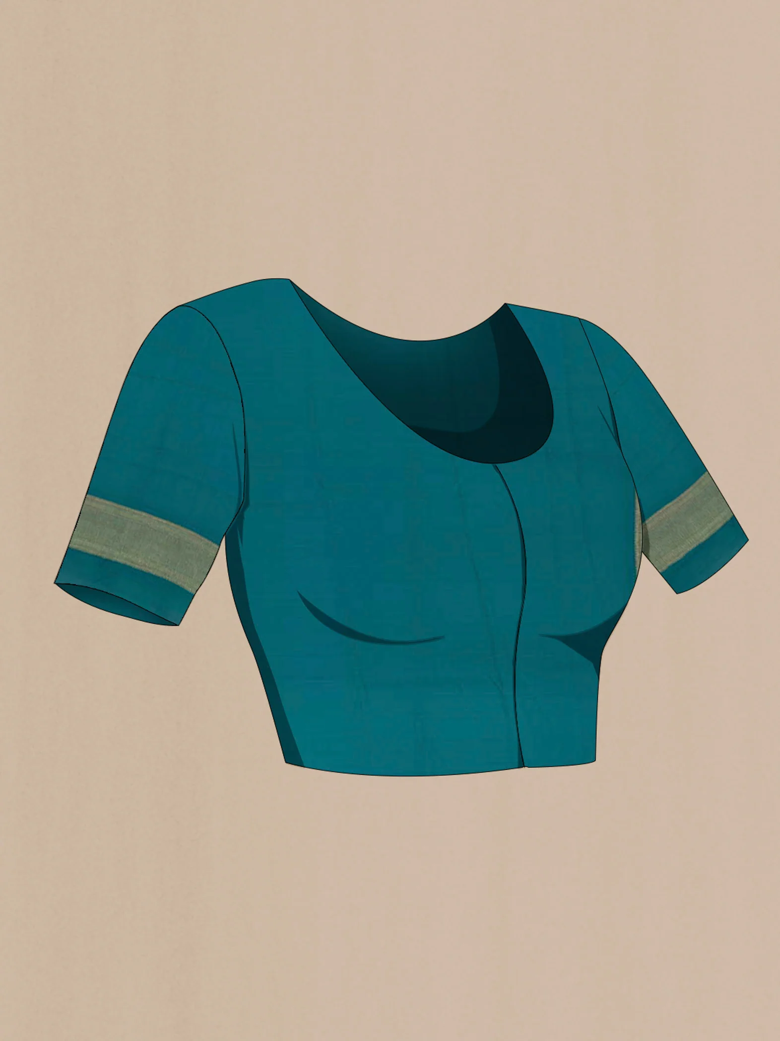 Teal Mysore Crepe Saree - Image 2