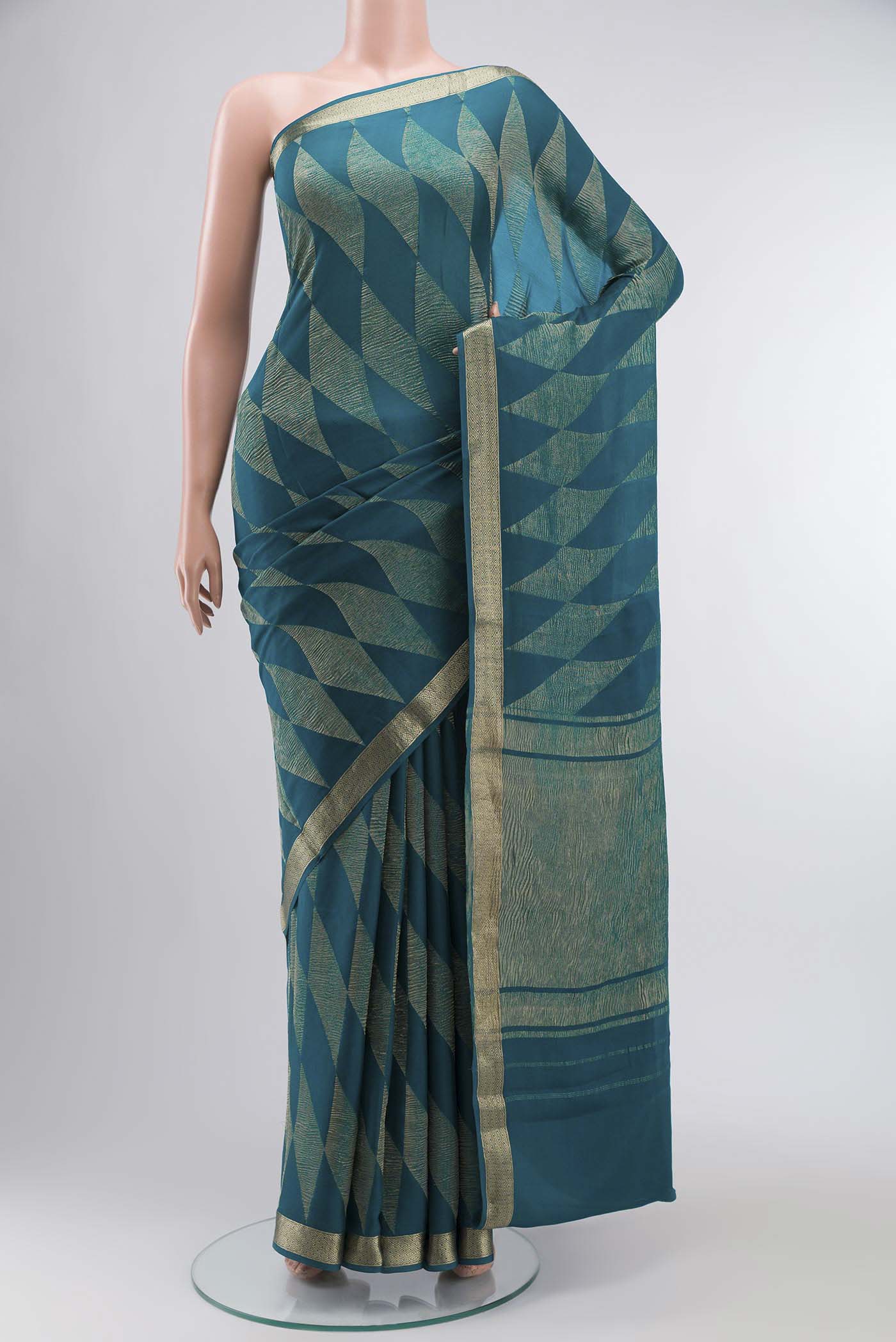 Teal Mysore Georgette Saree