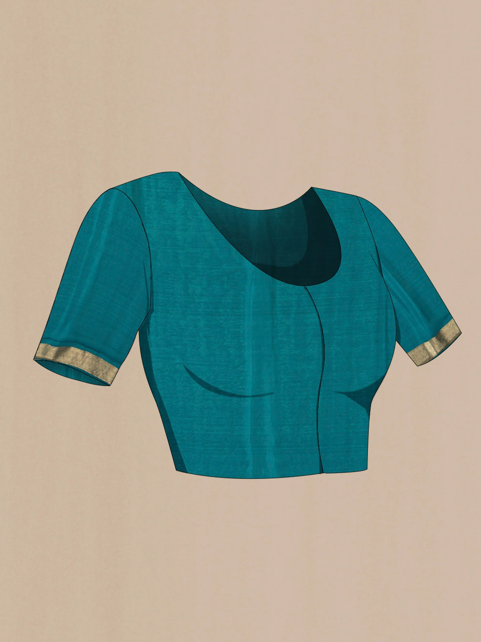 Teal Mysore Georgette Saree - Image 4