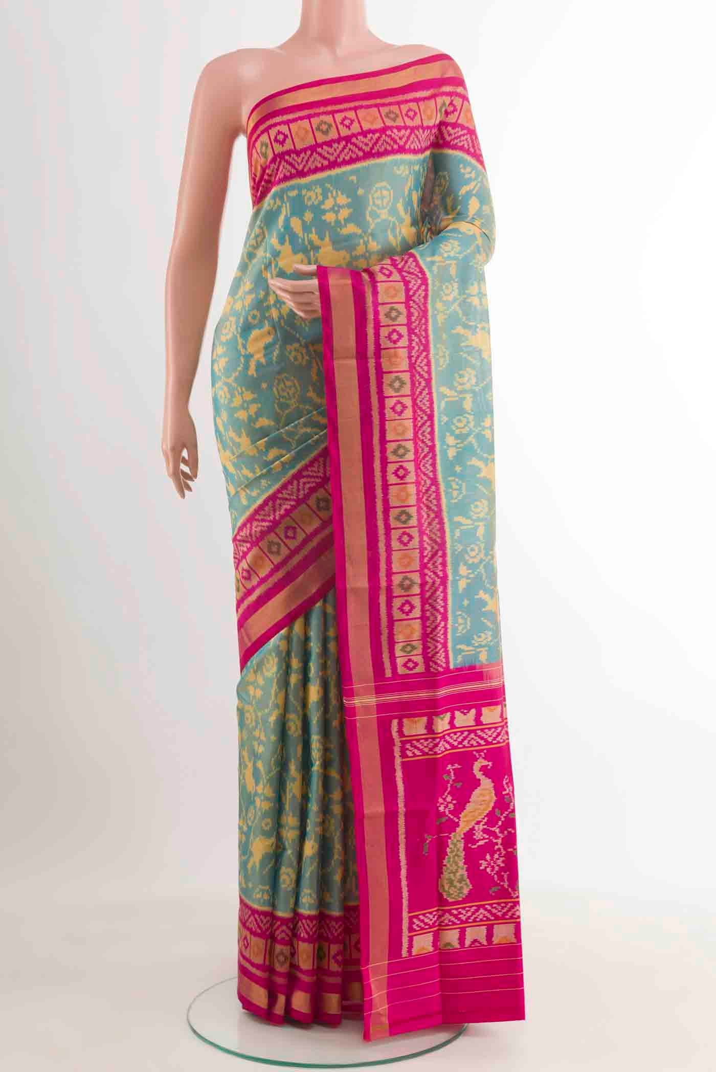 Light Blue Rajkot Patola Silk Saree