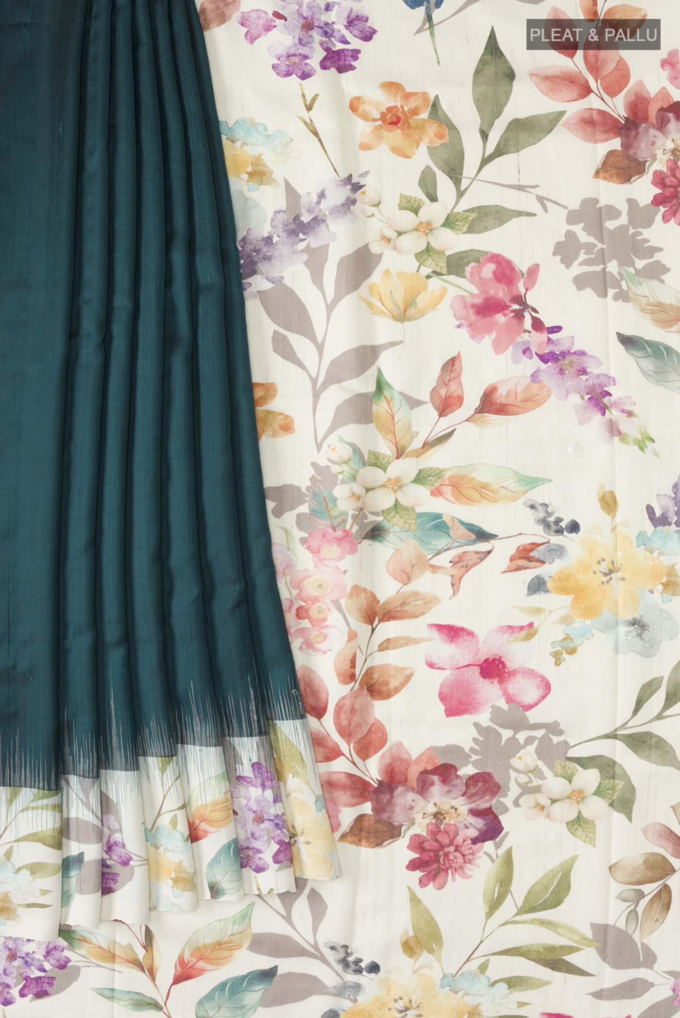 Teal Soft Silk Saree - Image 4