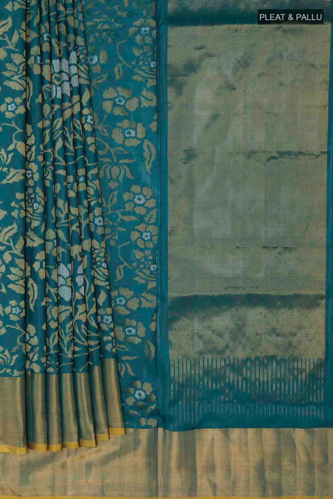 Teal Uppada Silk Saree - Image 4