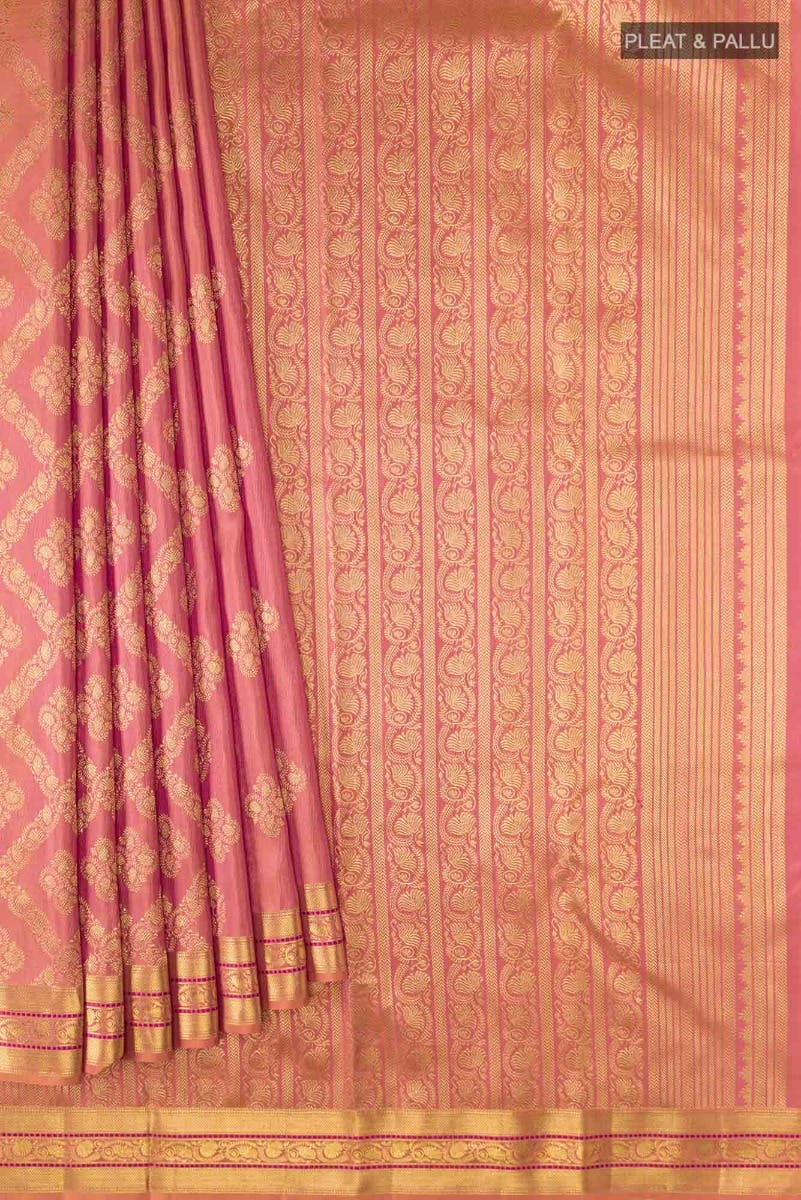 Thamarai-Orange with Pink Dual Tone Kanchipuram Silk Saree - Image 5