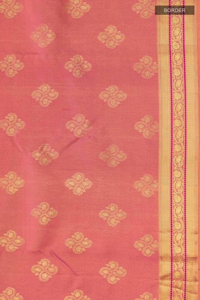 Thamarai-Orange with Pink Dual Tone Kanchipuram Silk Saree - Image 6