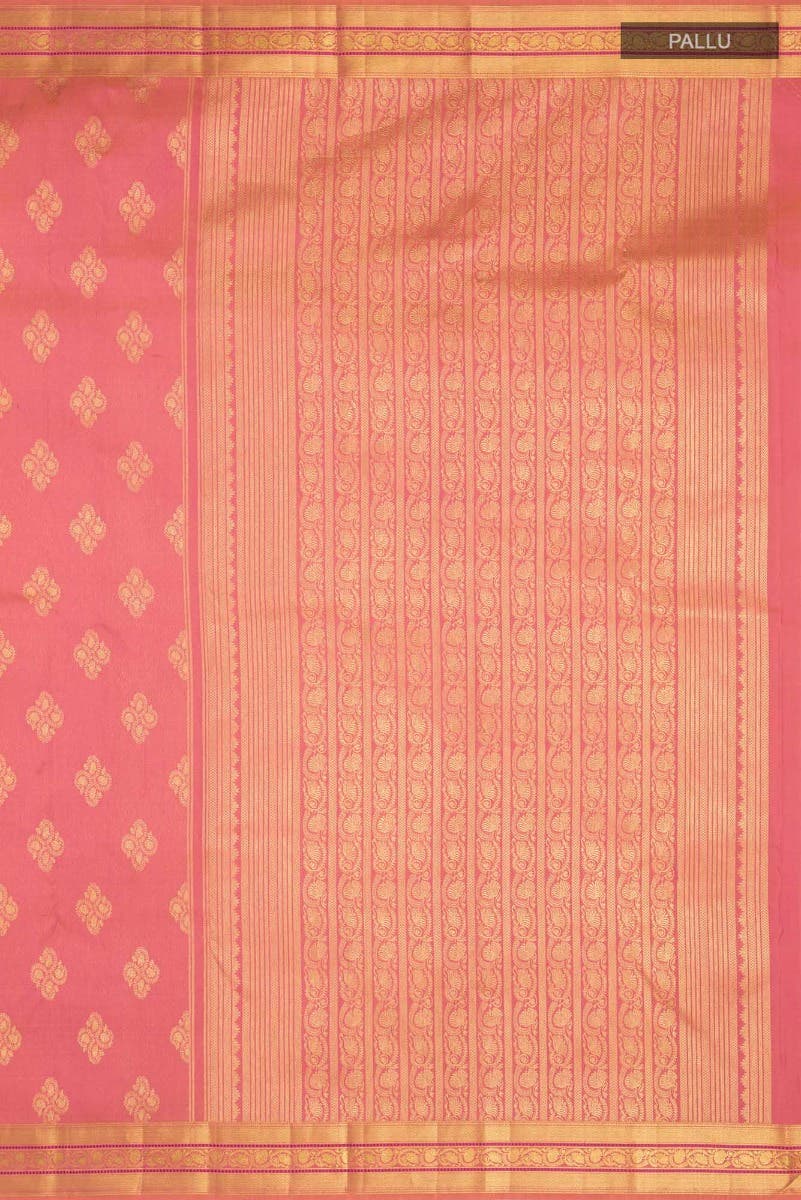 Thamarai-Orange with Pink Dual Tone Kanchipuram Silk Saree - Image 8