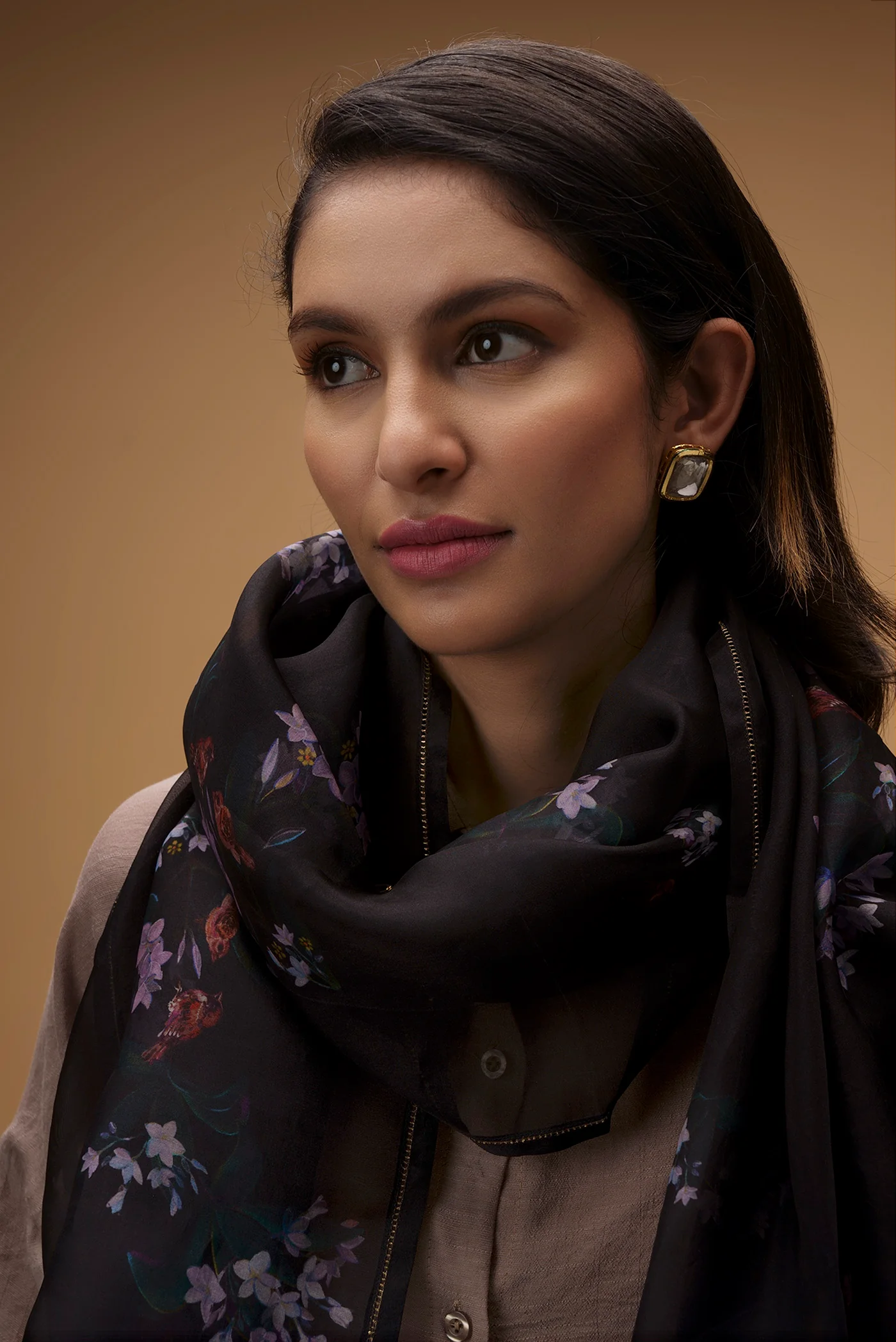 The Sparrows Black Stole from Birds of Paradise, Scarves & Stoles Collection - Image 3