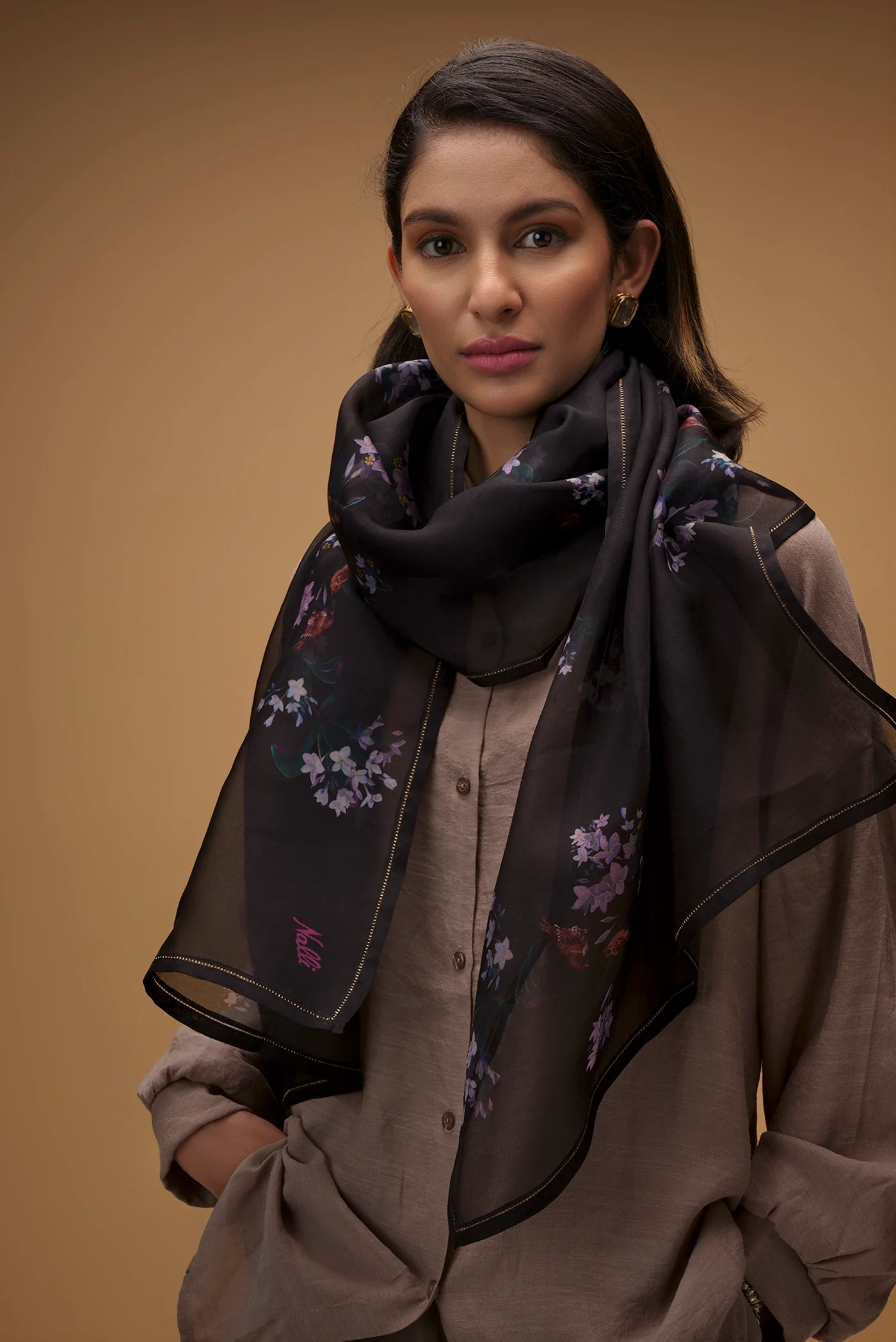 The Sparrows Black Stole from Birds of Paradise, Scarves & Stoles Collection - Image 4