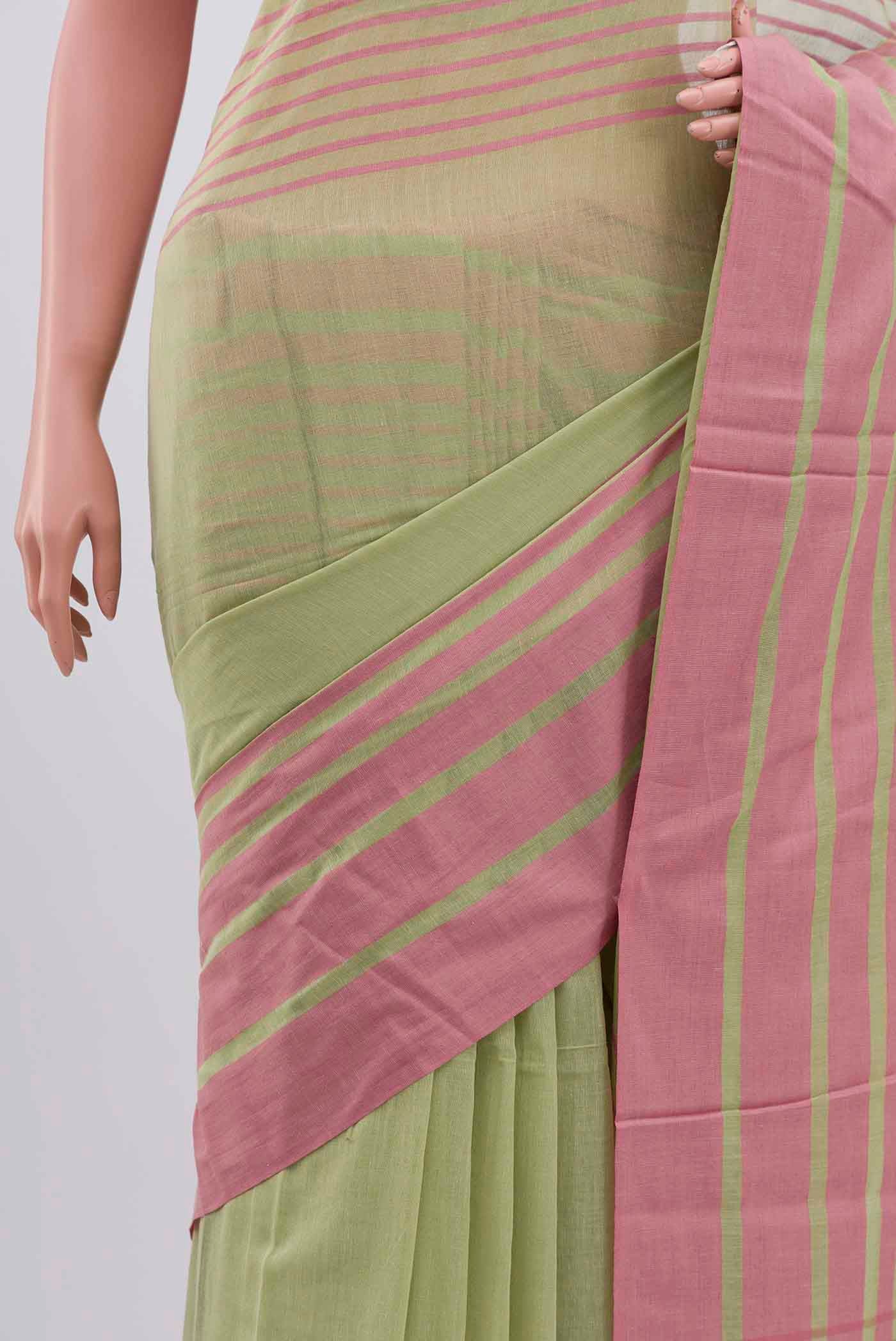 Titli-Light Green Cotton Saree - Image 4