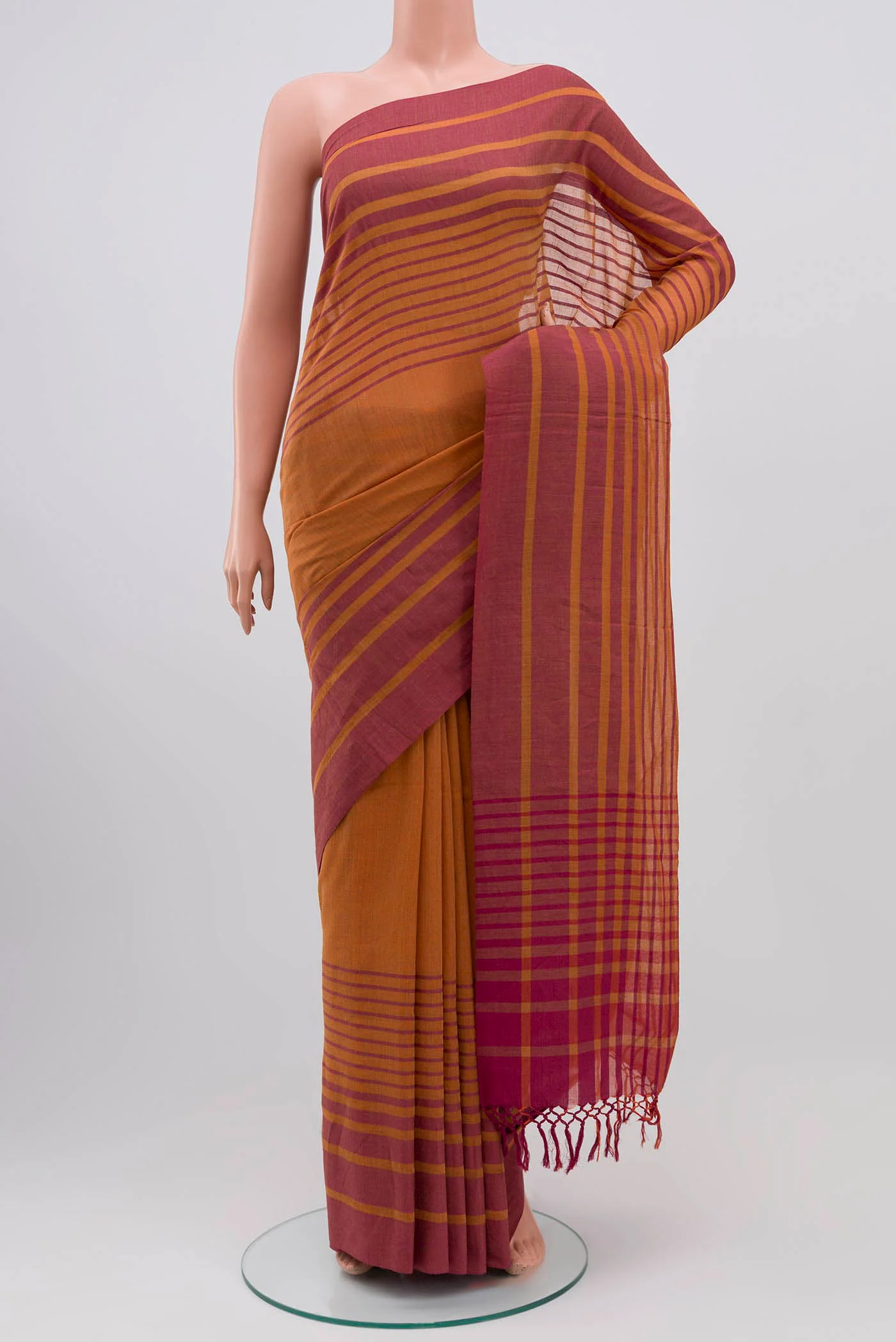 Titli-Rust Orange Cotton Saree - Image 2