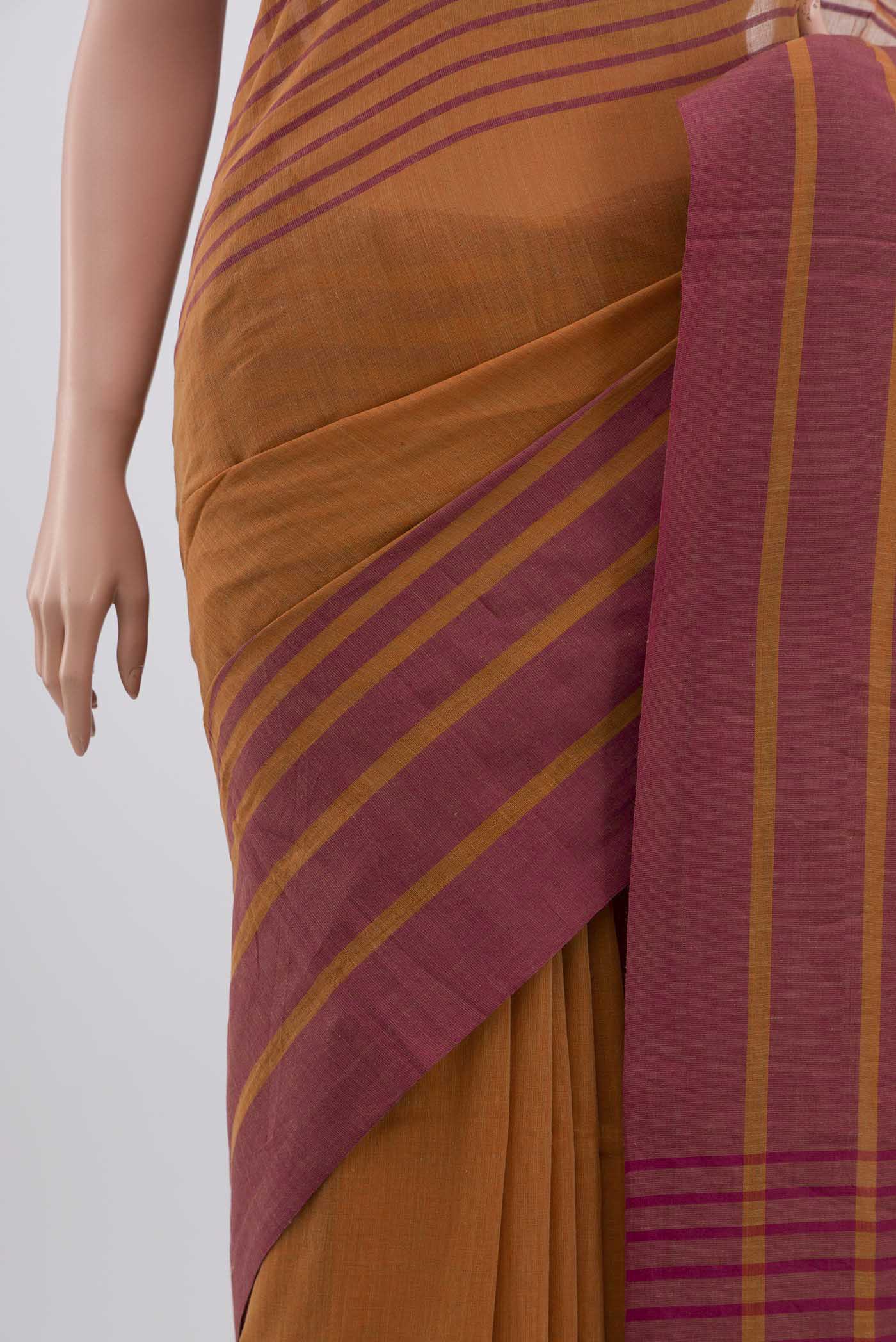 Titli-Rust Orange Cotton Saree - Image 4