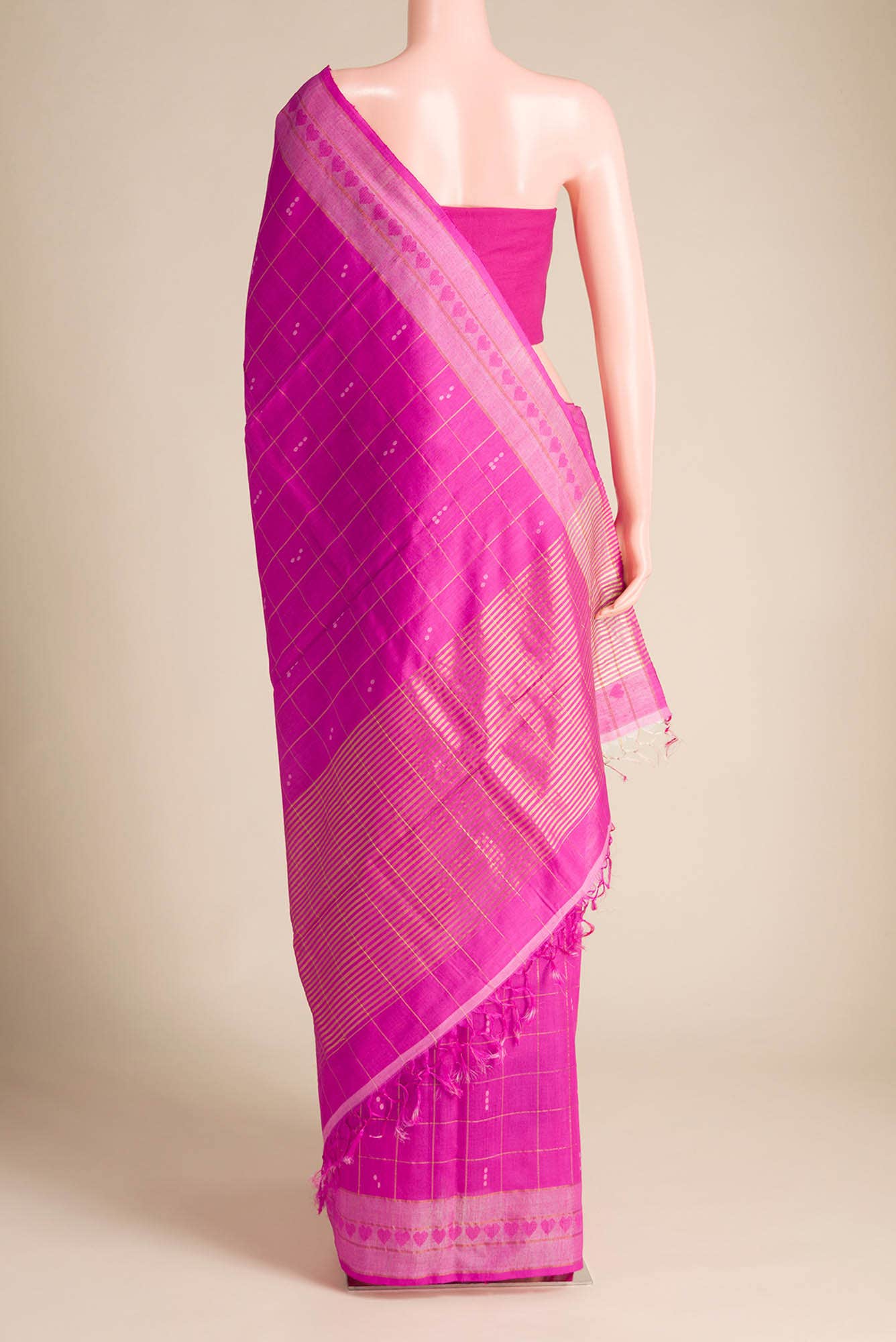 Touch of love-Pink Bhagalpuri Tussar Silk Saree - Image 4