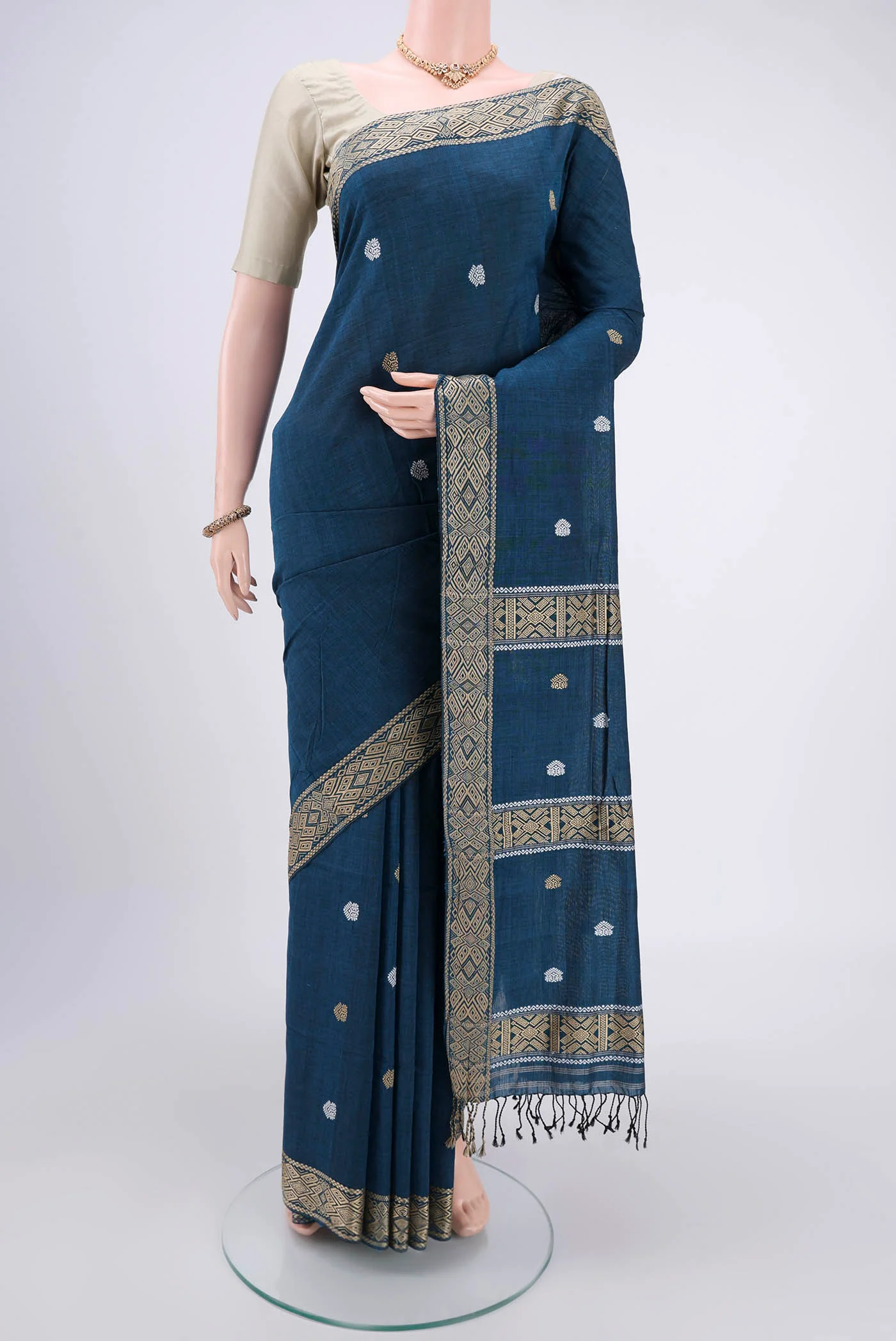 Blue Assam Cotton Saree