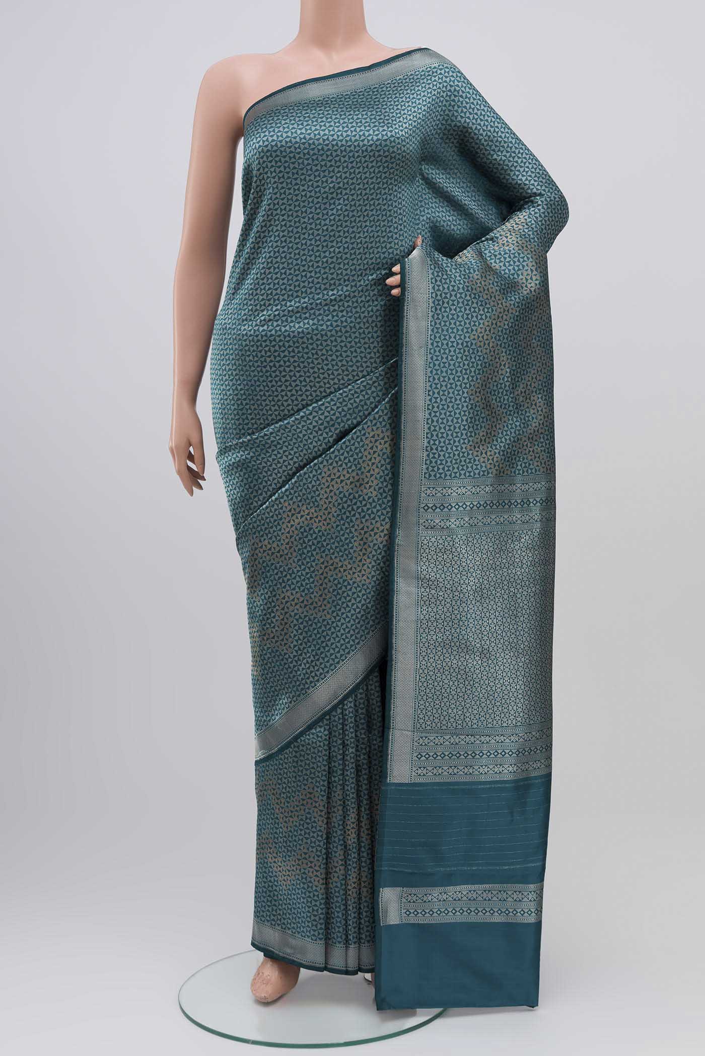 Turquoise Banarasi Katan Silk Saree