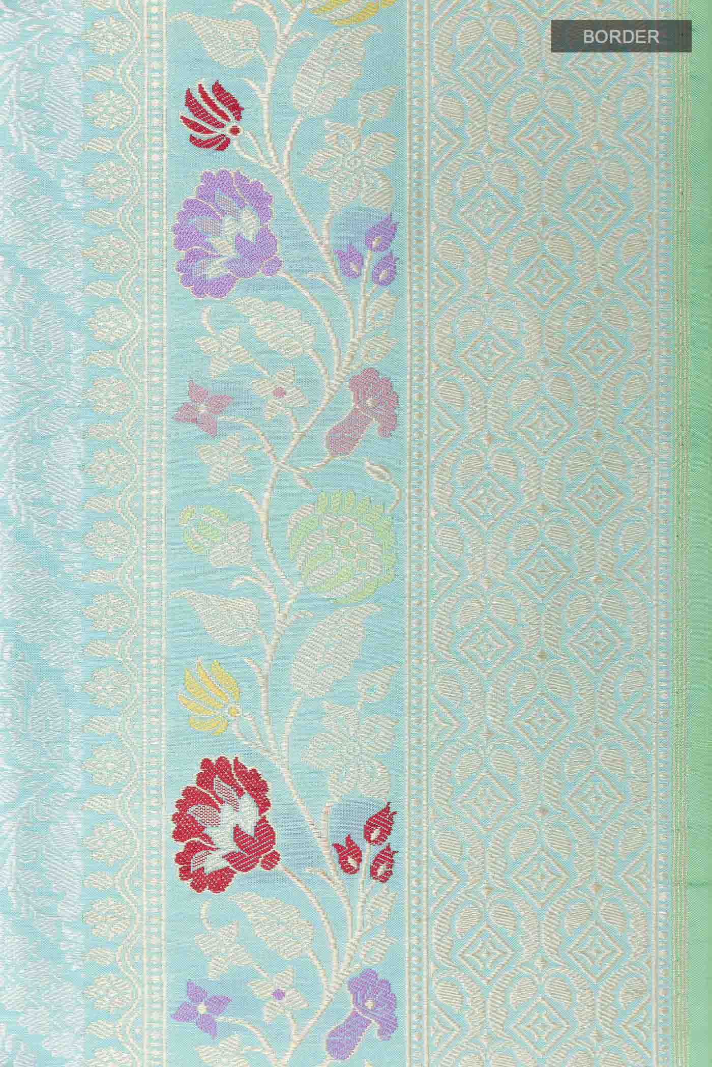 Sky Blue Banarasi Silk Saree - Image 3