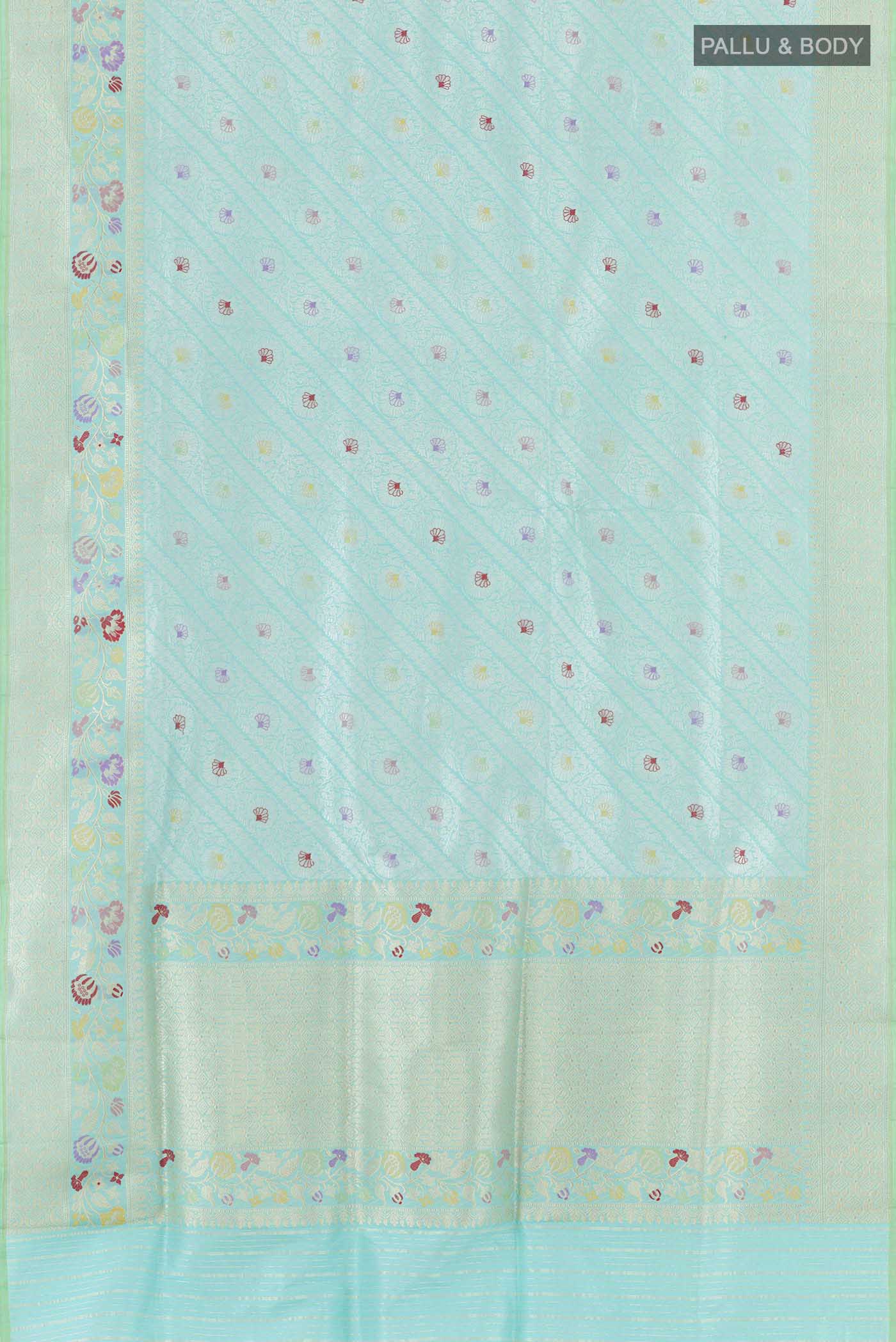 Sky Blue Banarasi Silk Saree - Image 6