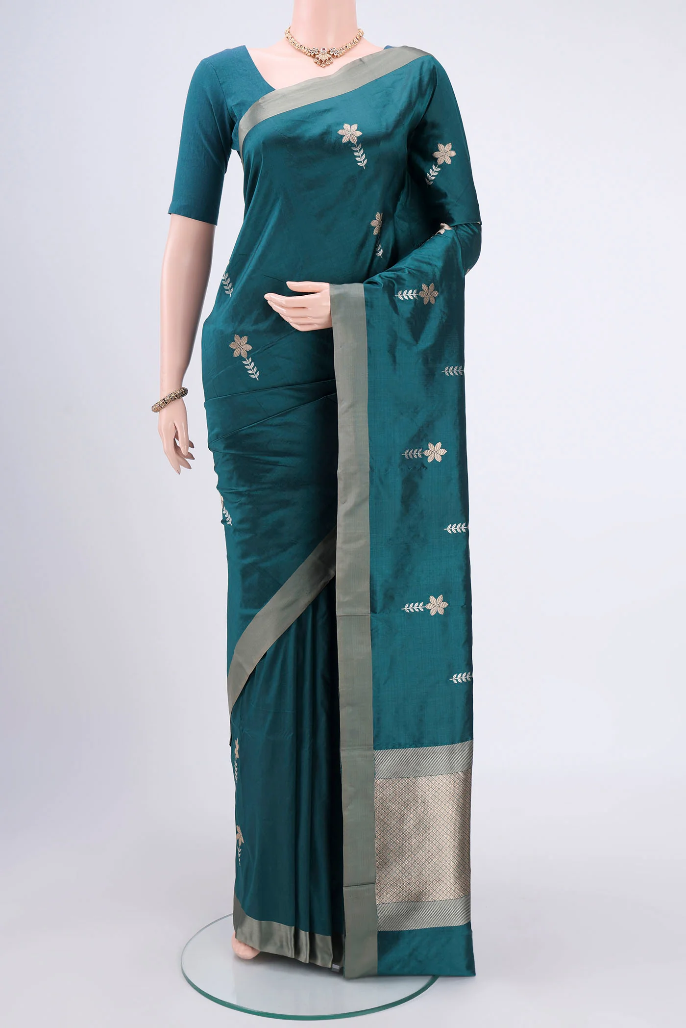 Blue Banarasi Katan Silk Saree