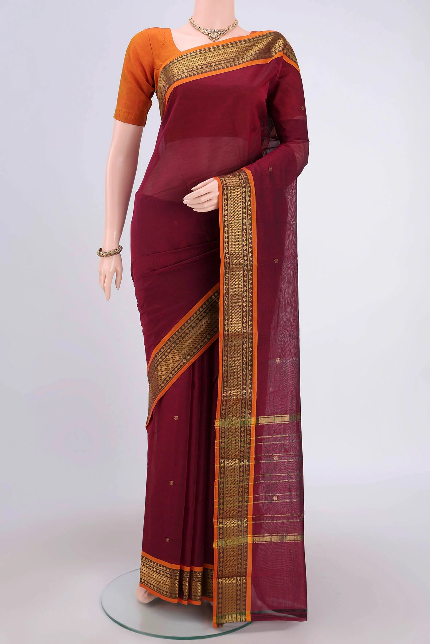 Maroon Kanchi Cotton Saree