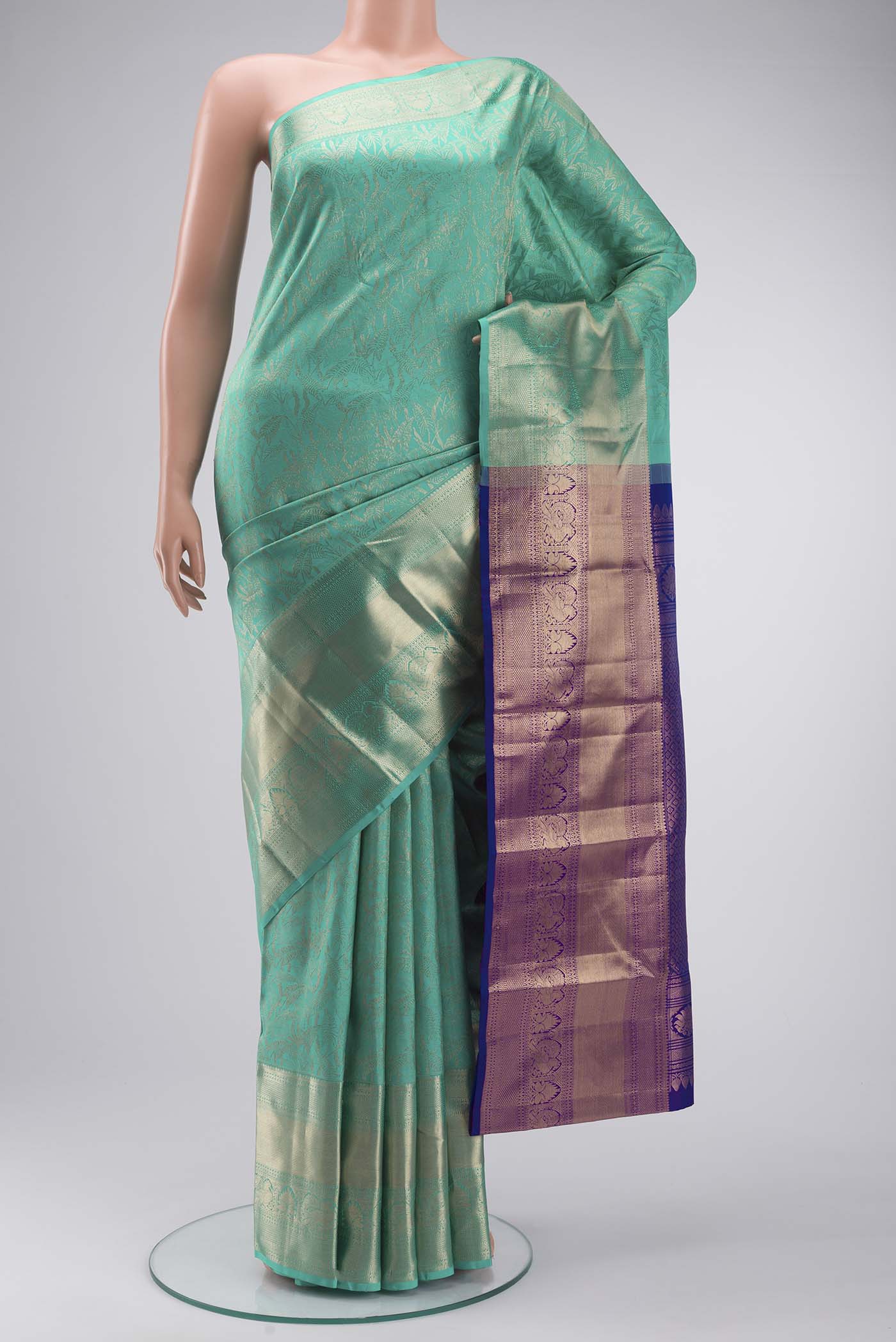 Turquoise Kanjivaram Silk Saree