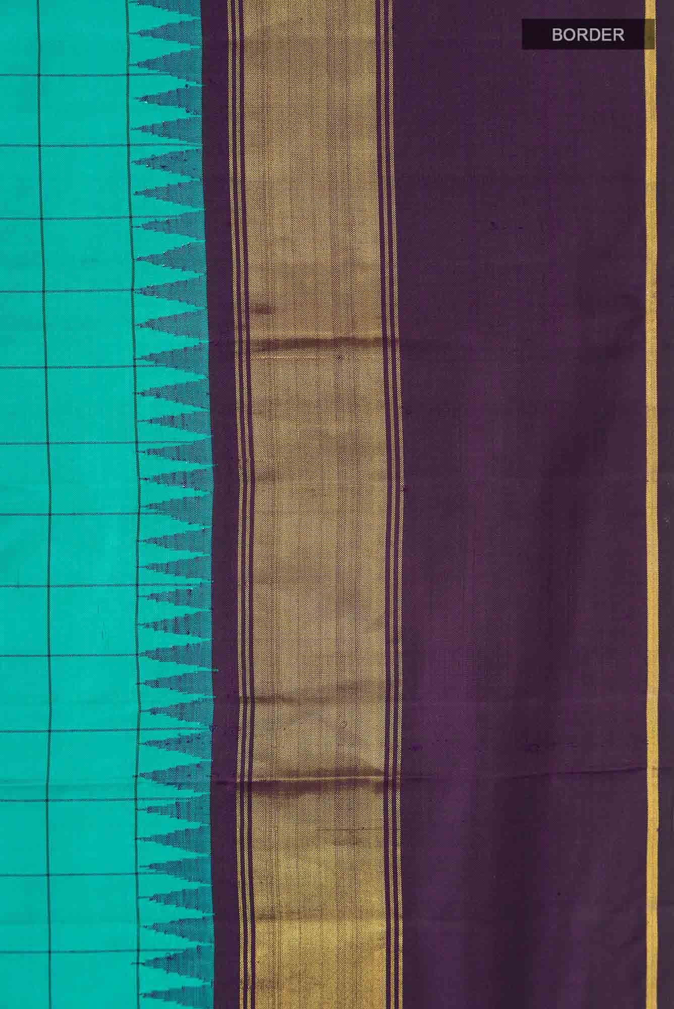 Turquoise Kanjivaram Silk Saree - Image 5