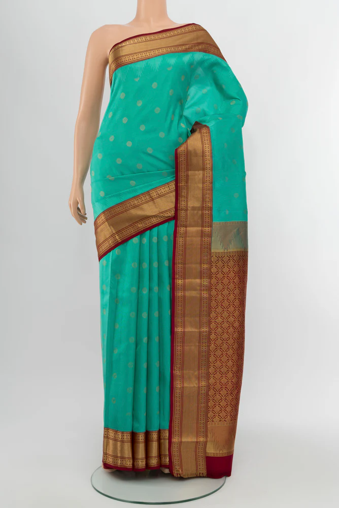 Turquoise Kanchipuram Silk Saree
