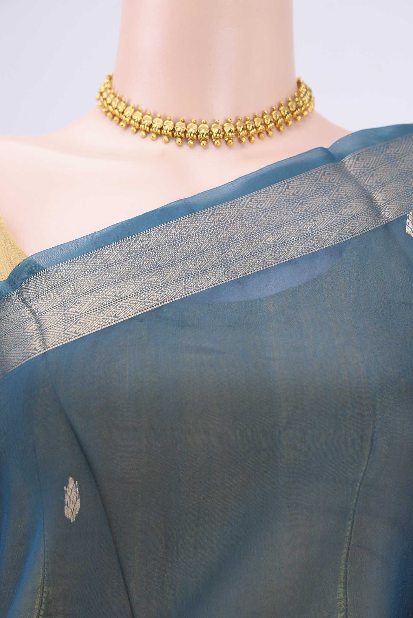 Blue Organza Silk Saree - Image 2