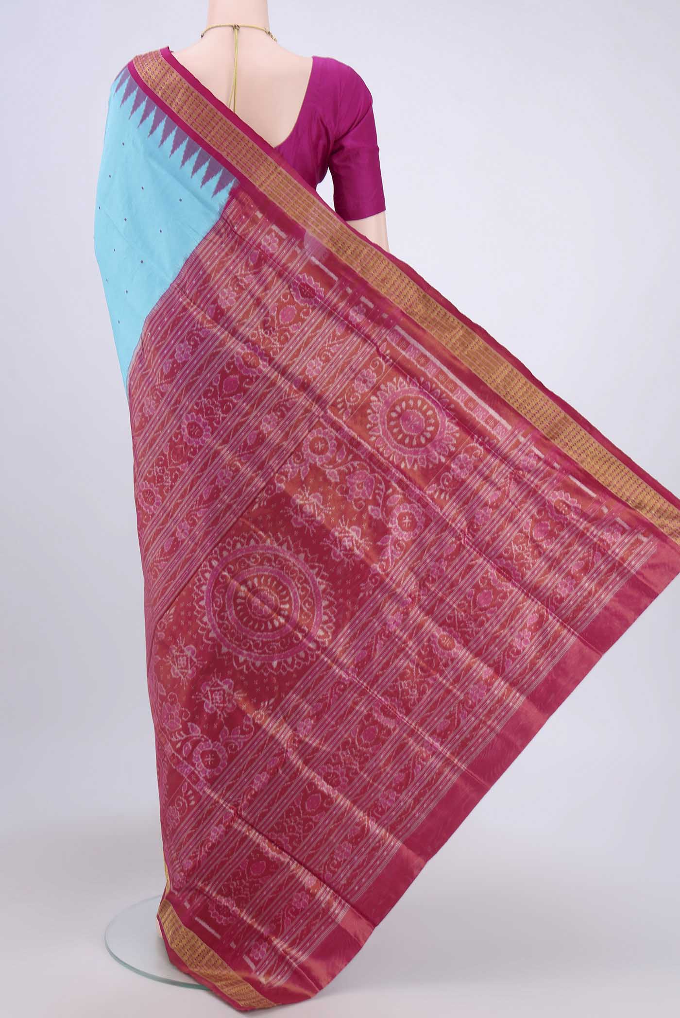 Light Blue Orissa Silk Saree - Image 3