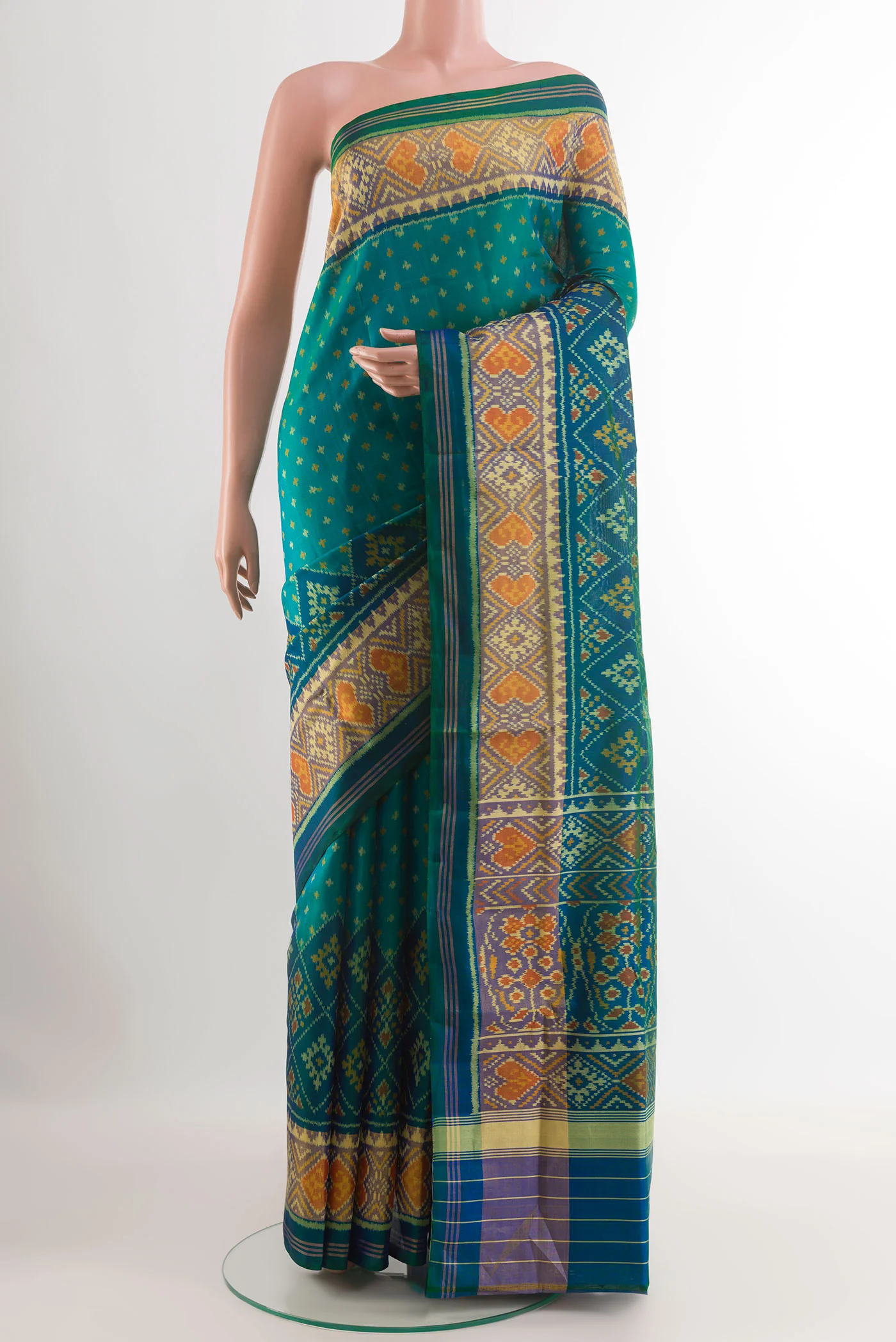 Turquoise Rajkot Patola Silk Saree