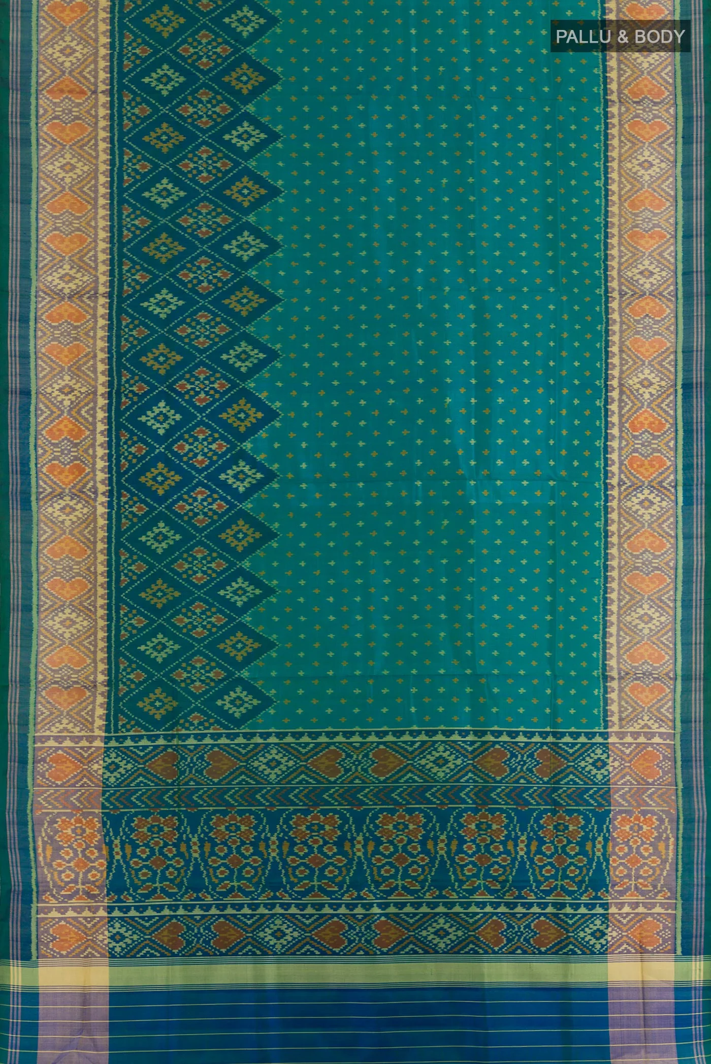 Turquoise Rajkot Patola Silk Saree - Image 3