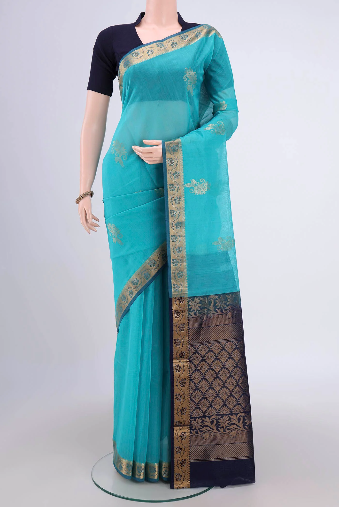 Light Blue Silk Cotton Saree